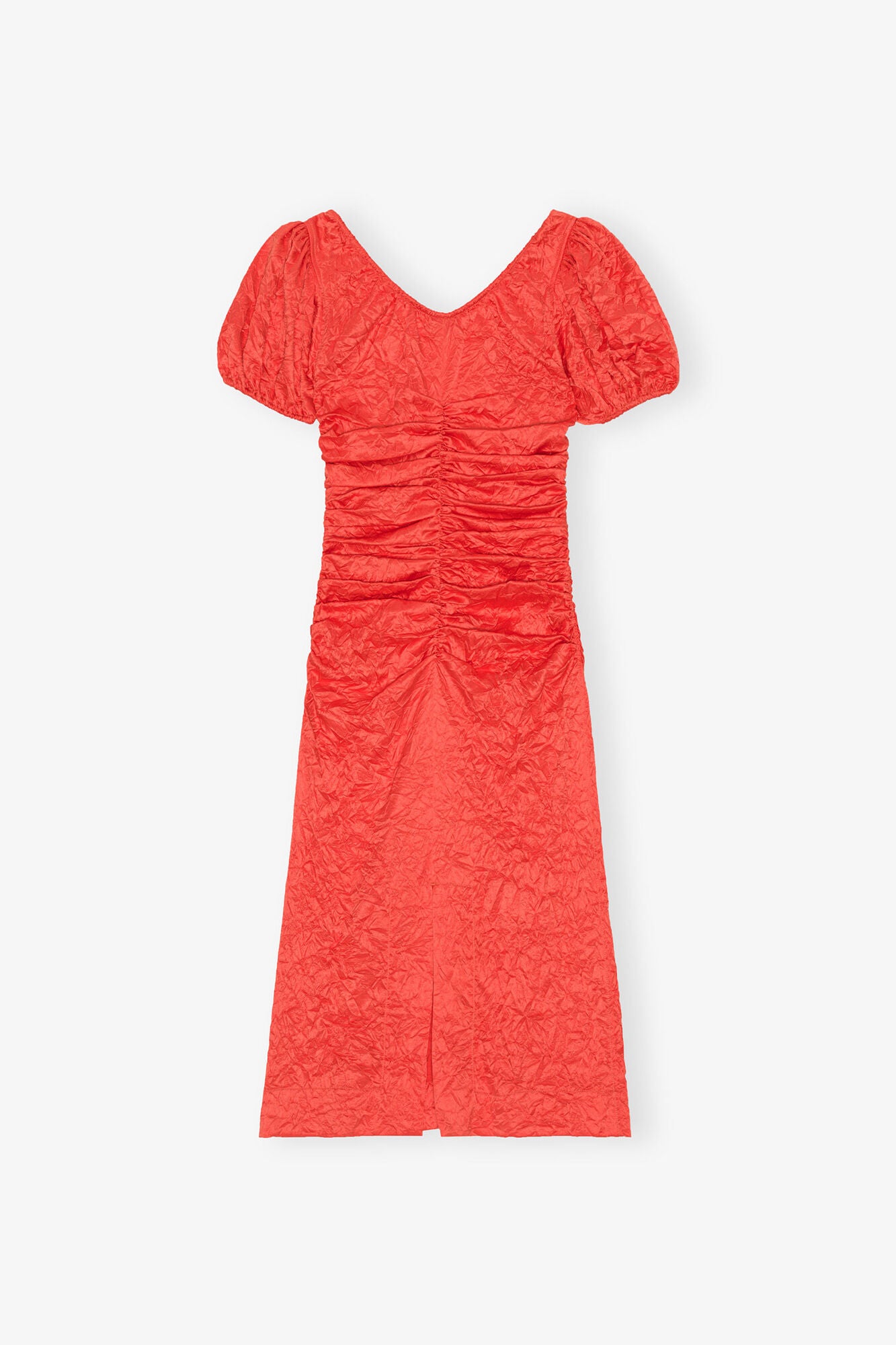 Red Crinkled Satin Midi Dress - GANNI