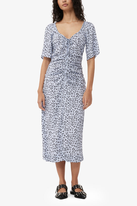 Printed Crepe U-neck Midi Dress - GANNI