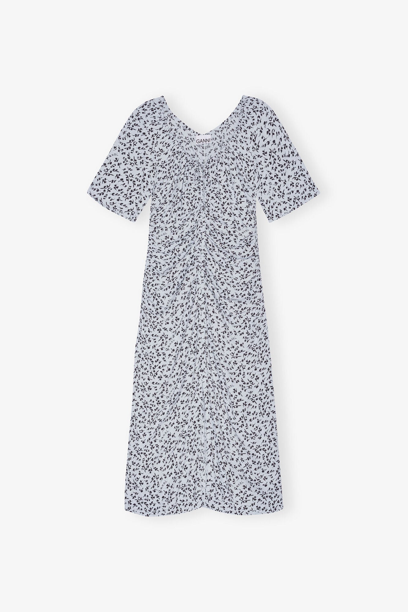 Printed Crepe U-neck Midi Dress - GANNI