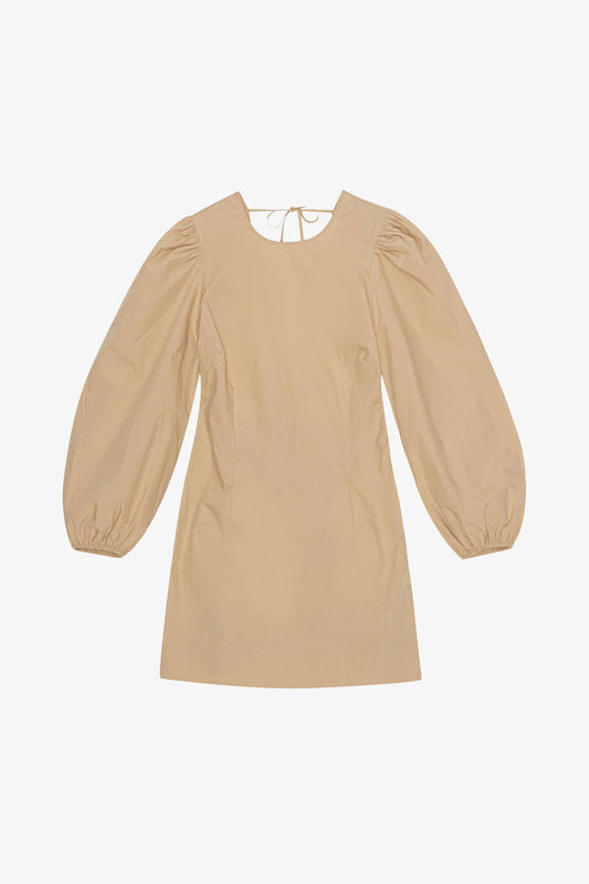 Cotton Poplin Open Back Mini Dress - GANNI