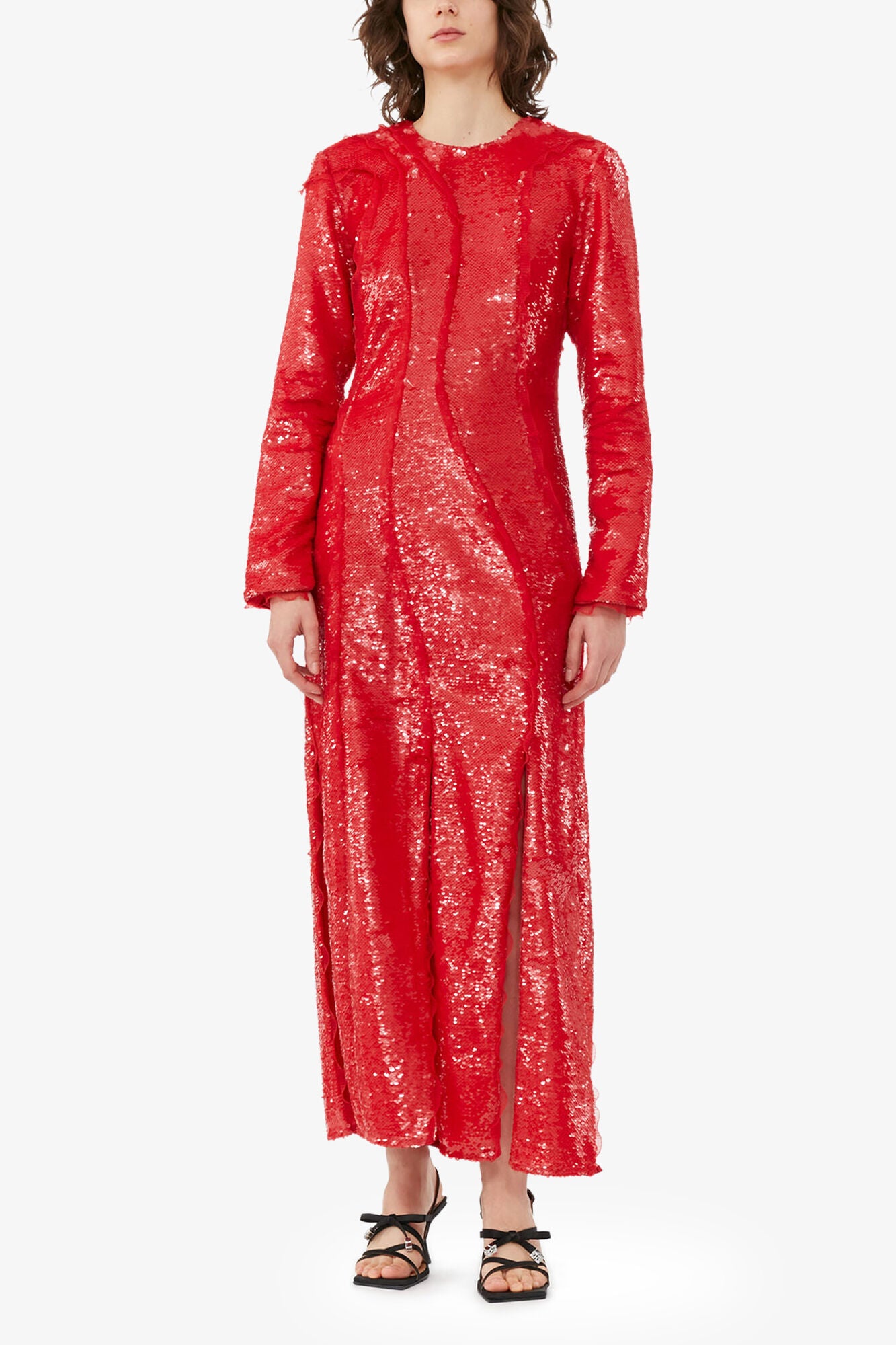 Red Sequins Maxi Dress - GANNI