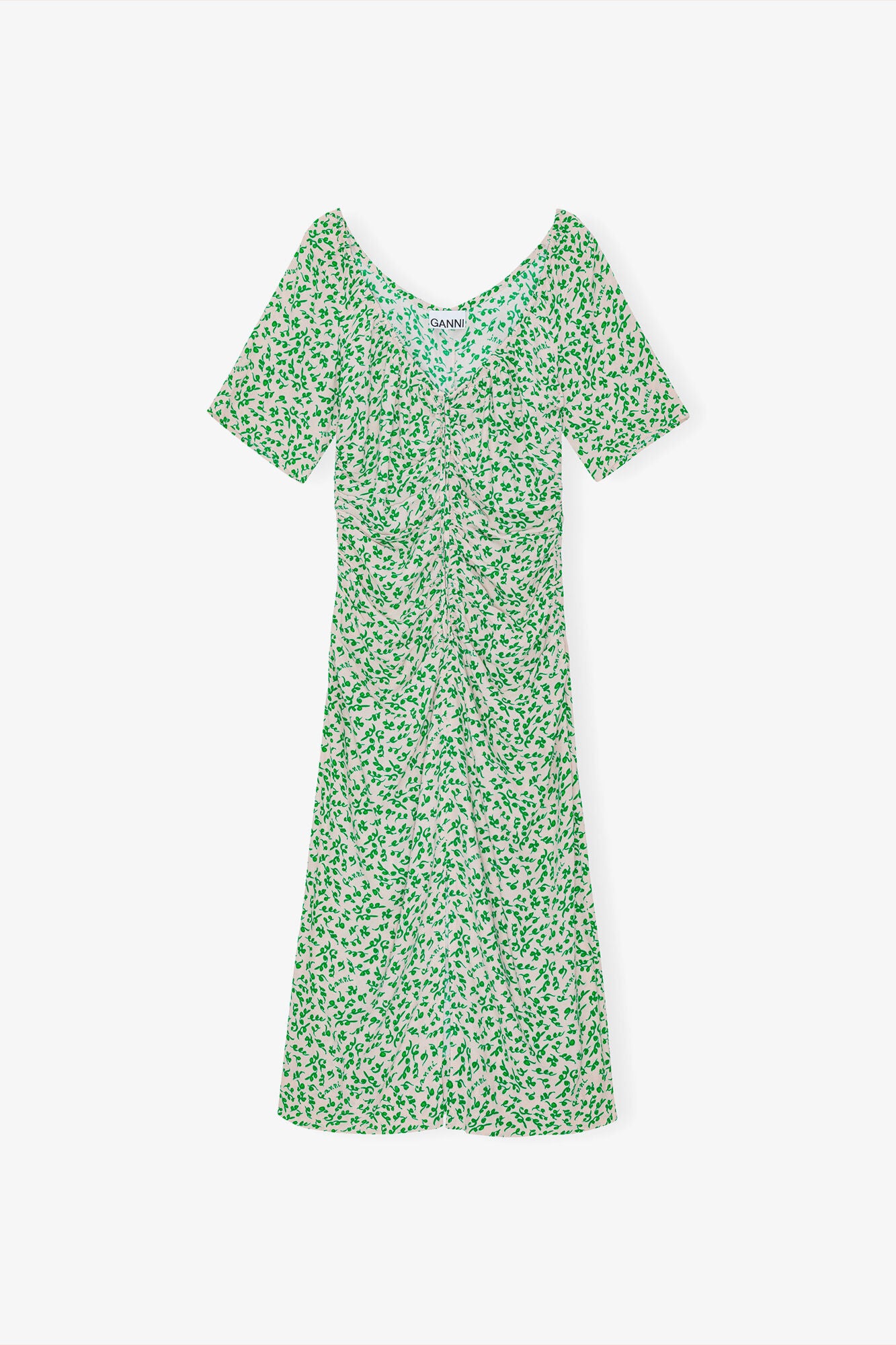 Printed Crepe U-neck Midi Dress - GANNI