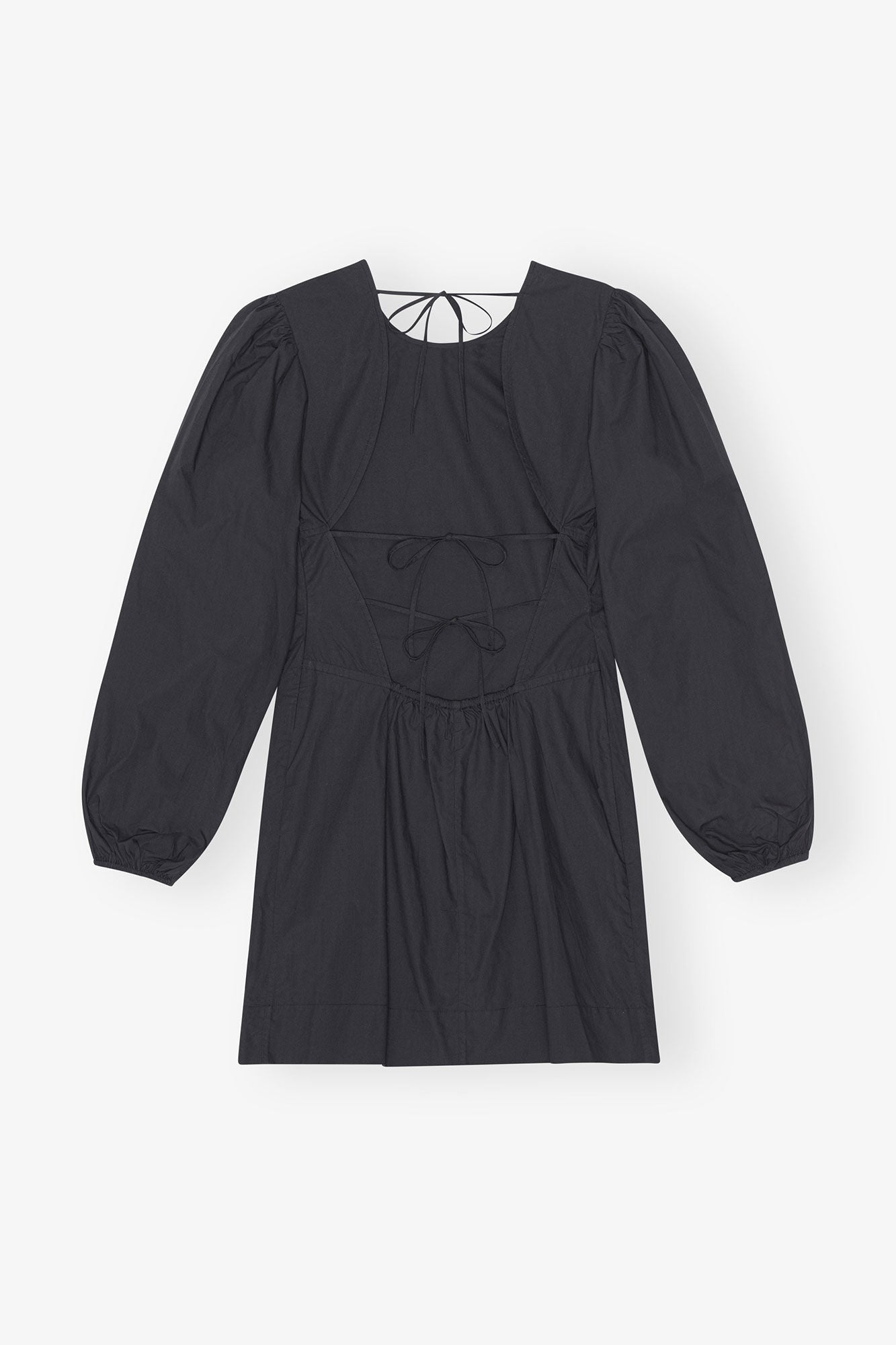Cotton Poplin Open Back Mini Dress - GANNI