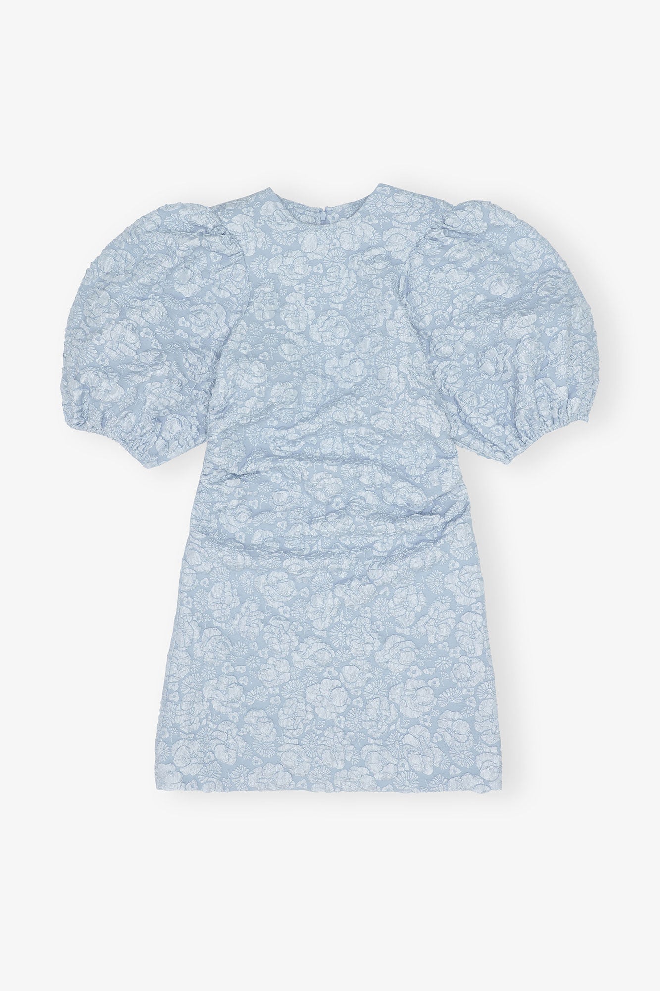 Stretch Jacquard Puff Sleeves Mini Dress - GANNI