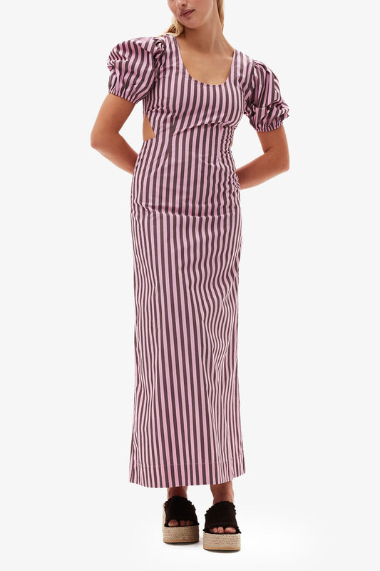 Striped Cotton Cutout Dress - GANNI