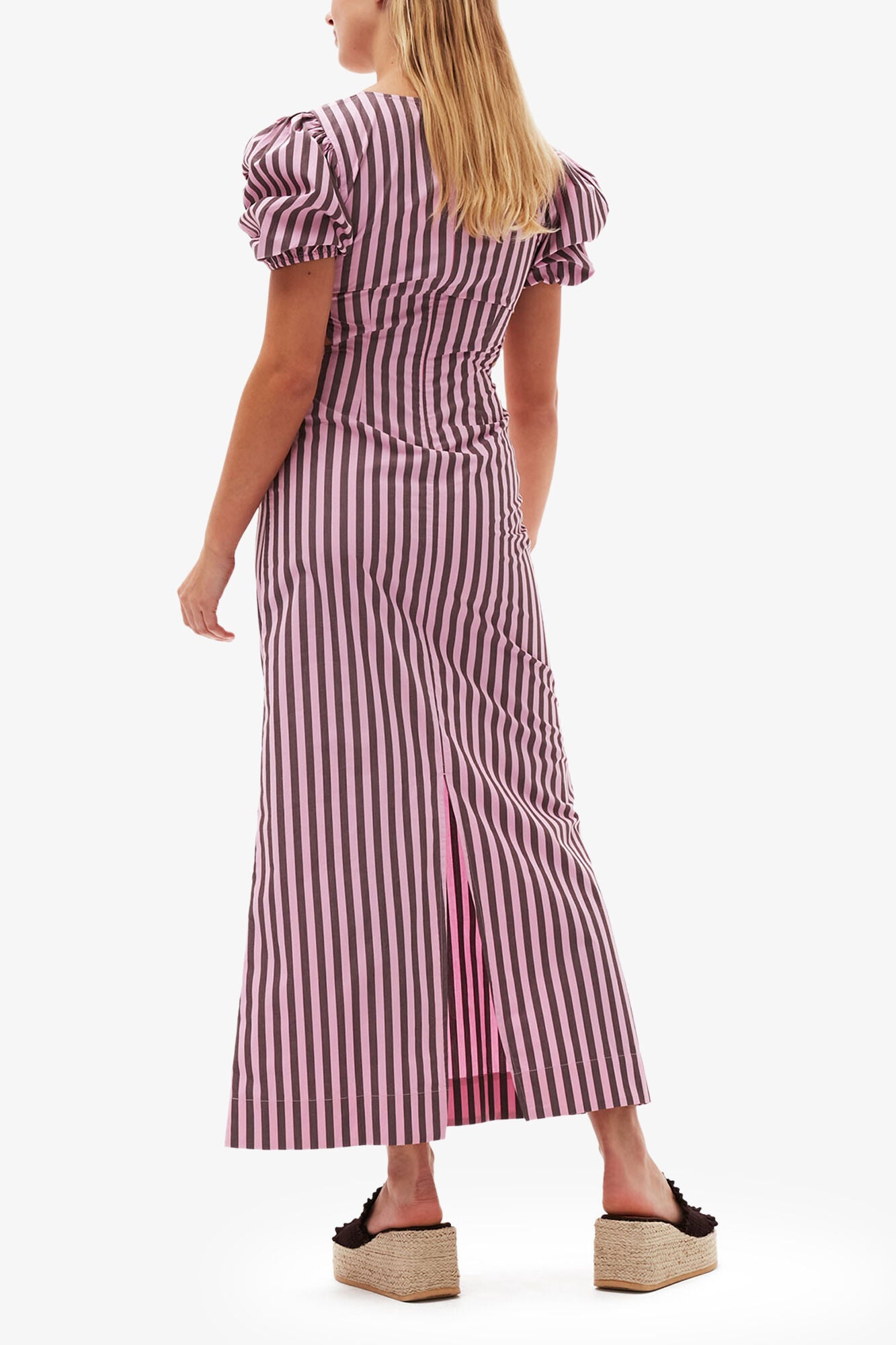 Striped Cotton Cutout Dress - GANNI