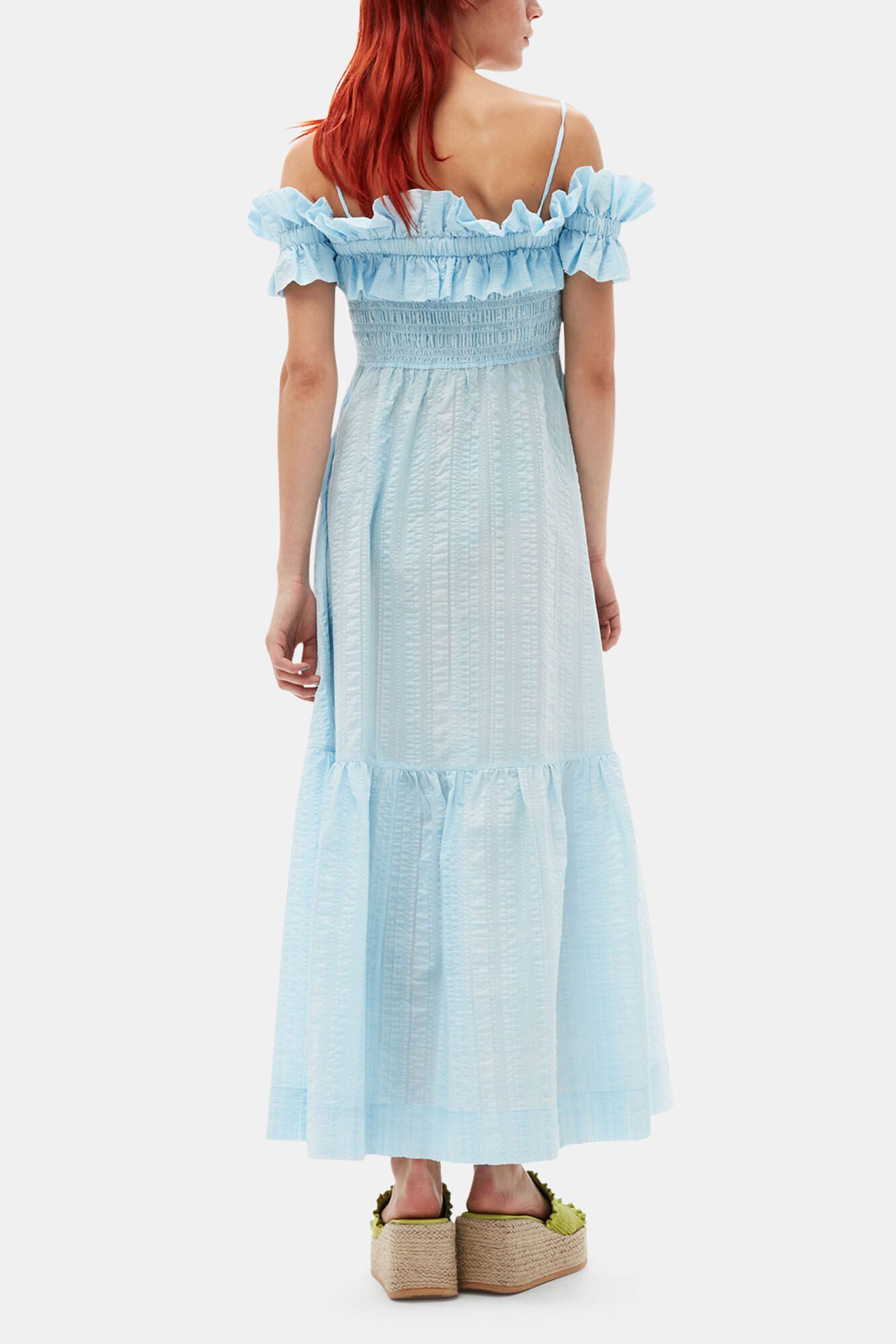 Seersucker Check Smock Maxi Dress - GANNI