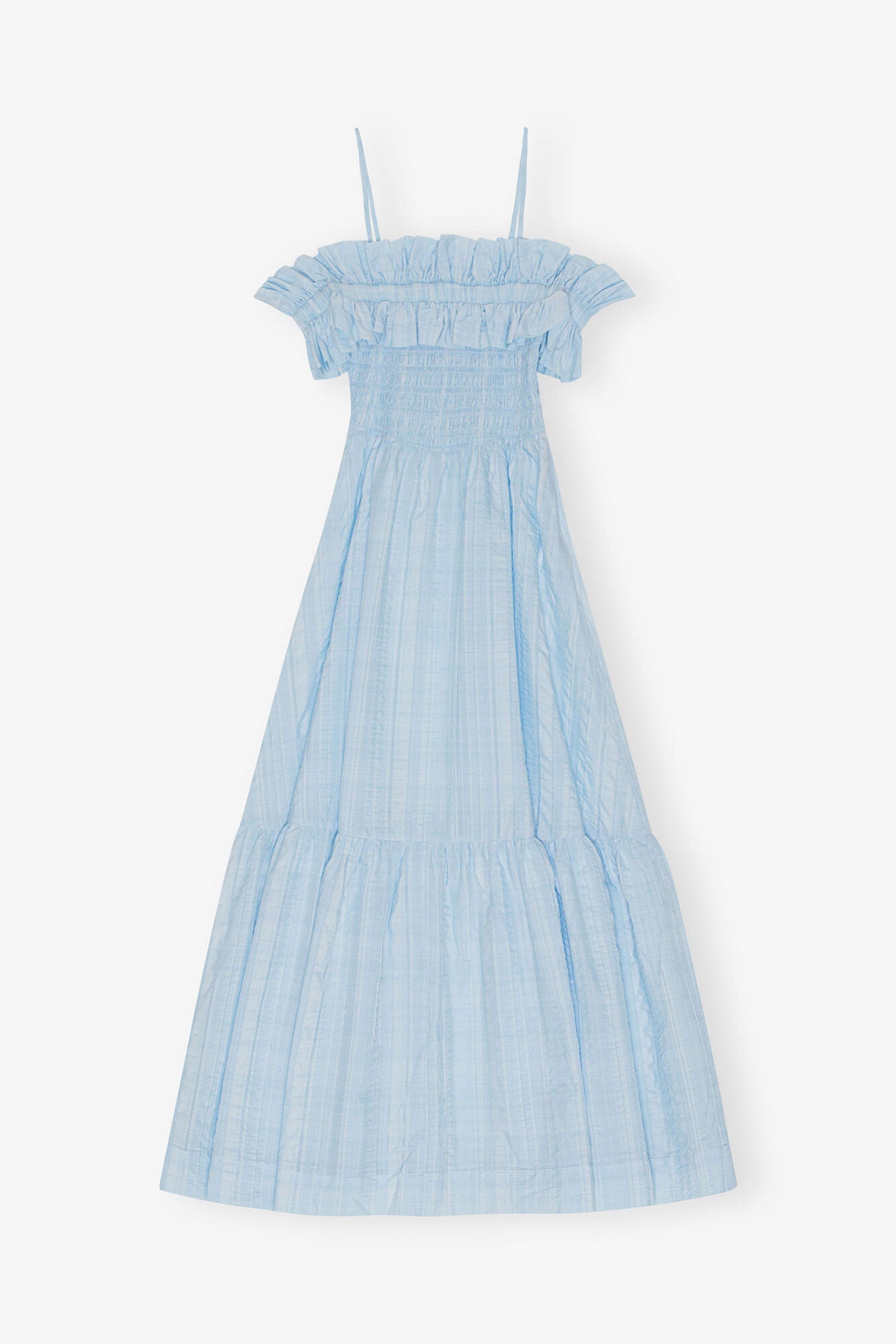 Seersucker Check Smock Maxi Dress - GANNI