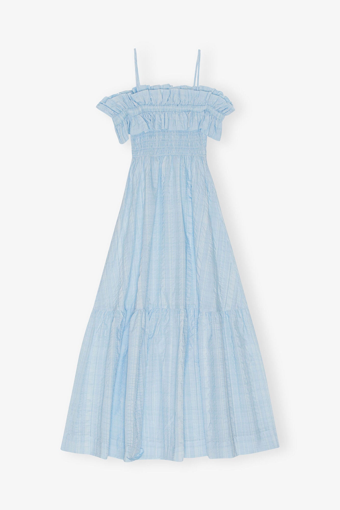 Seersucker Check Smock Maxi Dress - GANNI