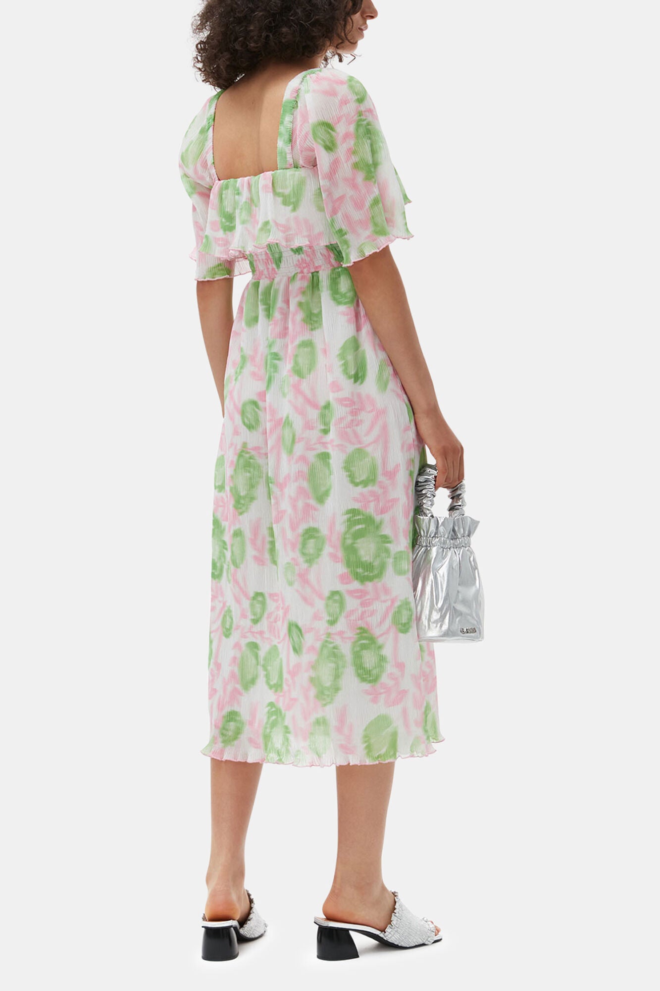 Pleated Georgette Midi Smock Dress - GANNI