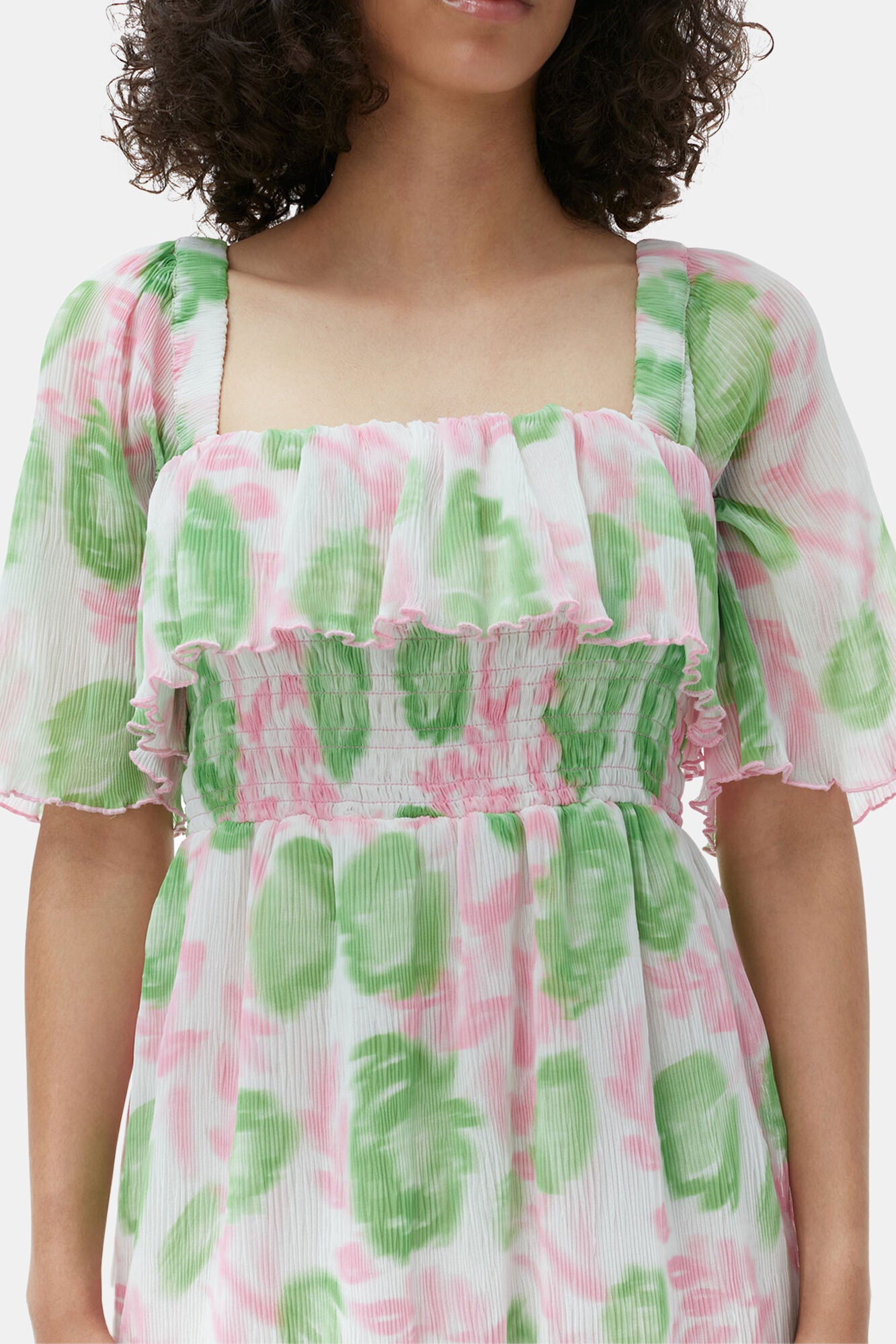 Pleated Georgette Midi Smock Dress - GANNI