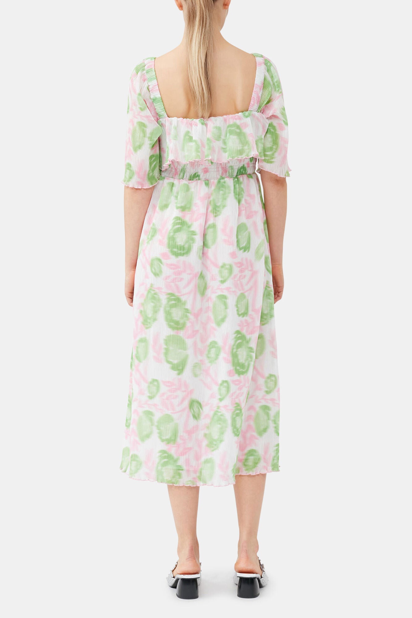Pleated Georgette Midi Smock Dress - GANNI
