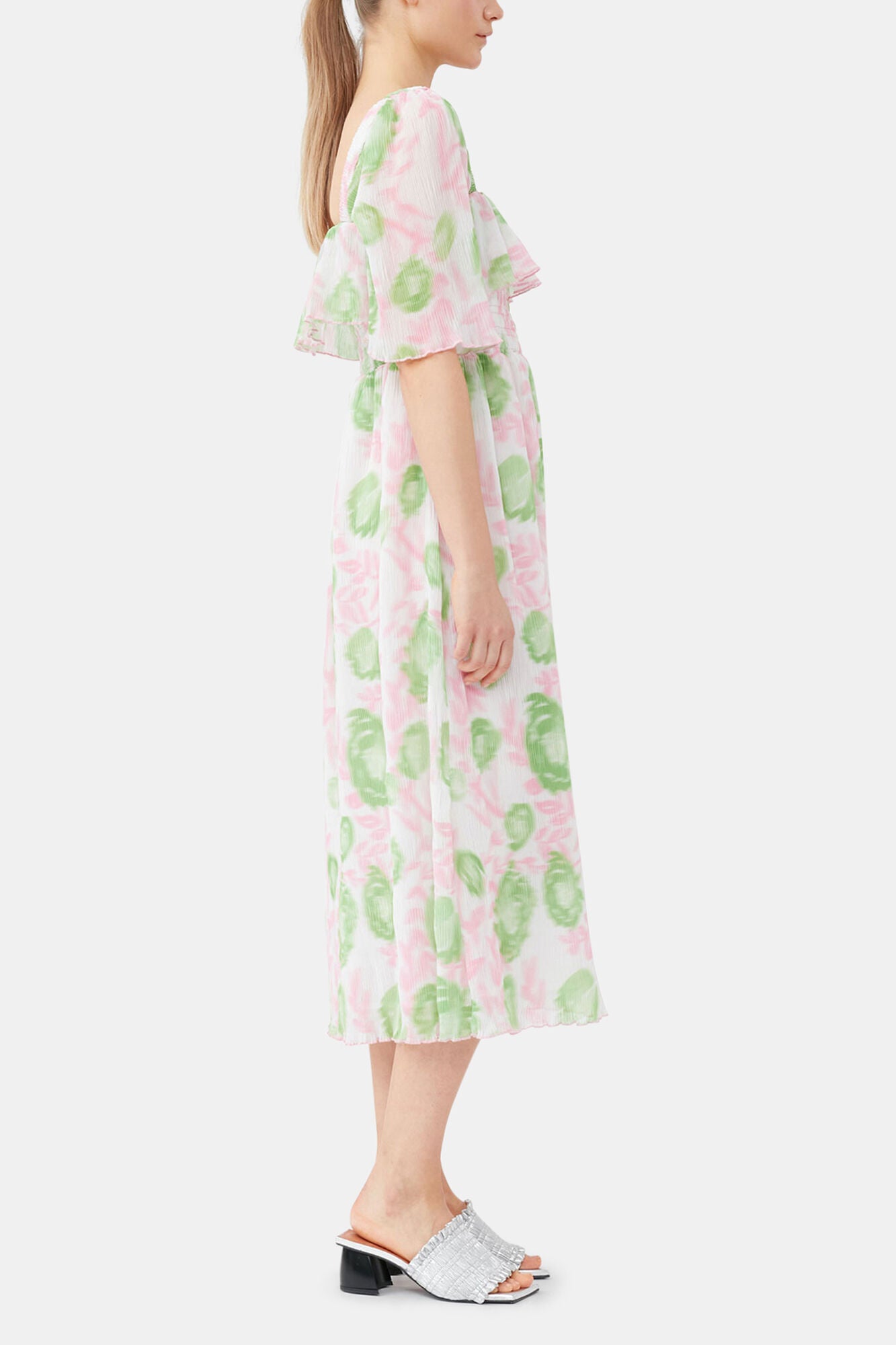 Pleated Georgette Midi Smock Dress - GANNI
