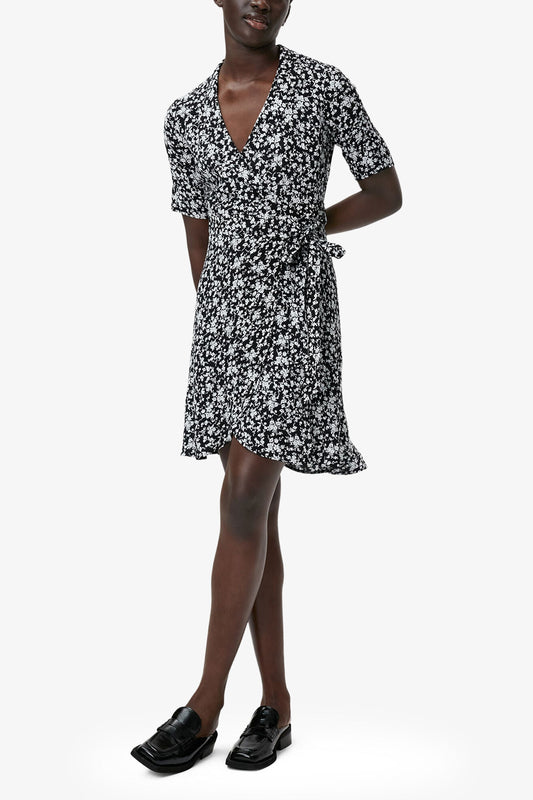 Printed Crepe Wrap Dress - GANNI