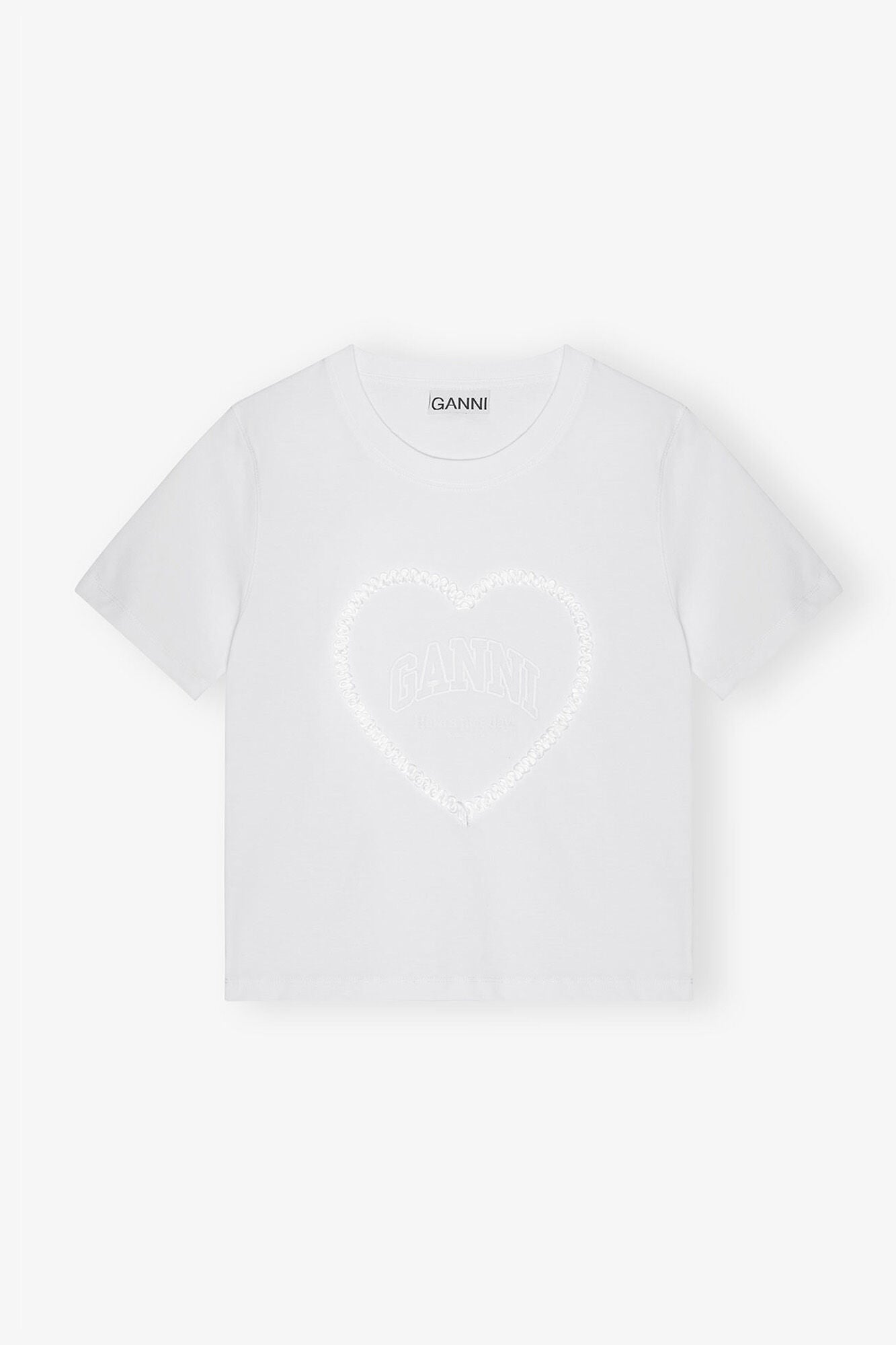 White Cropped Heart T-shirt - GANNI