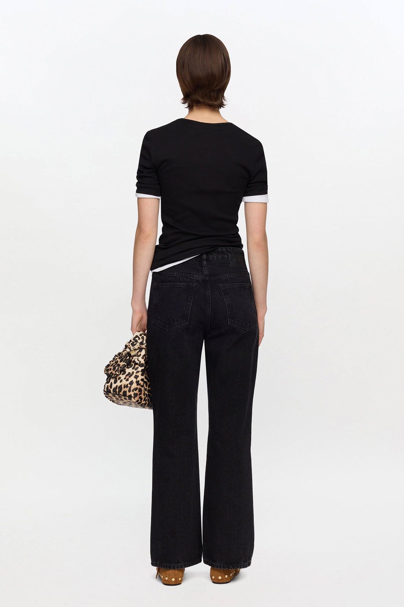 Black Soft Cotton Rib T-Shirt - GANNI
