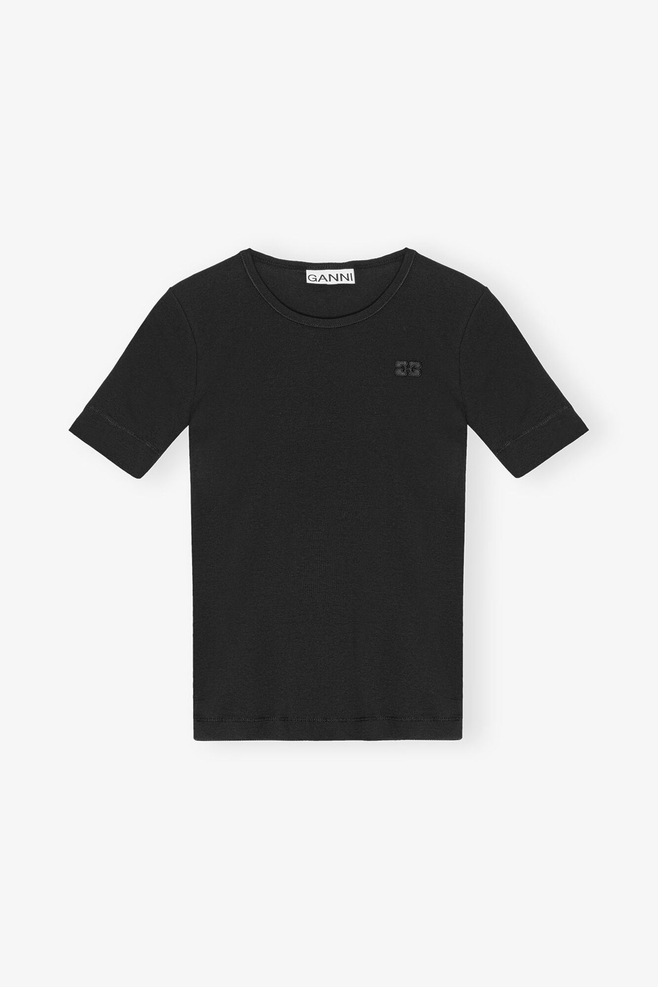 Black Soft Cotton Rib T-Shirt - GANNI