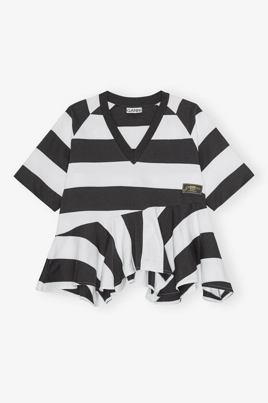 T-shirt in Heavy Cotton with Stripes - GANNI