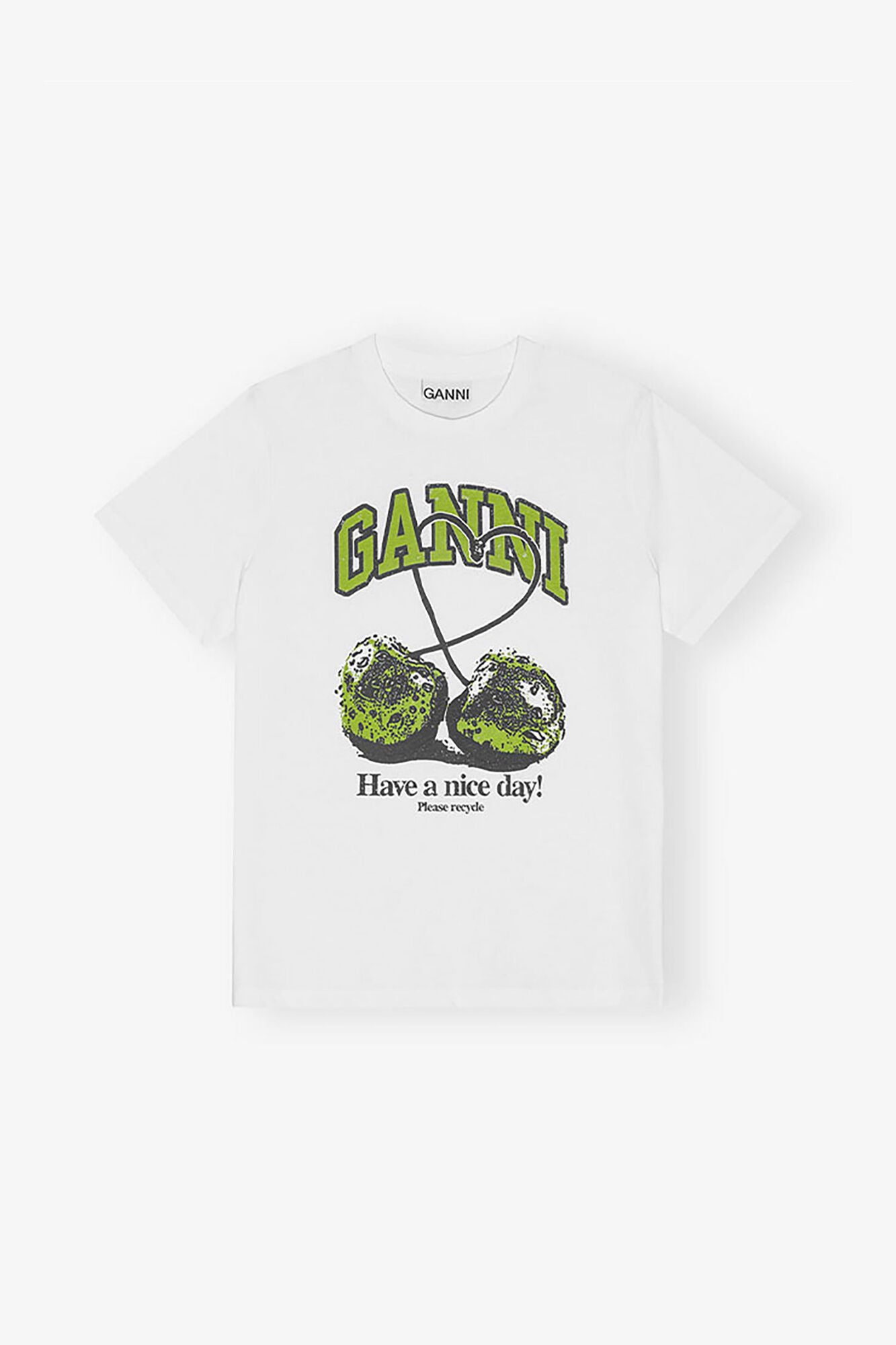 White Basic Jersey Cherry Relaxed T-shirt - GANNI