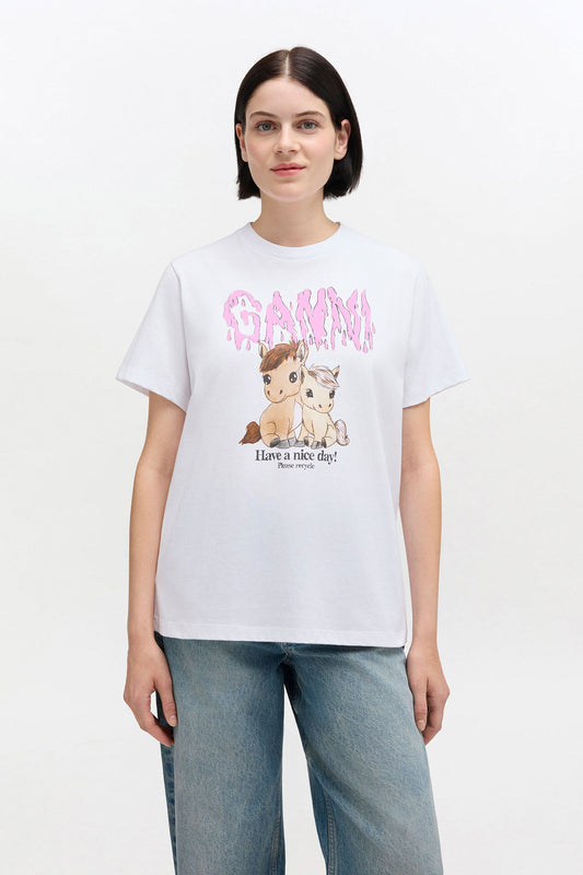 Graphic Cotton T-shirt - GANNI