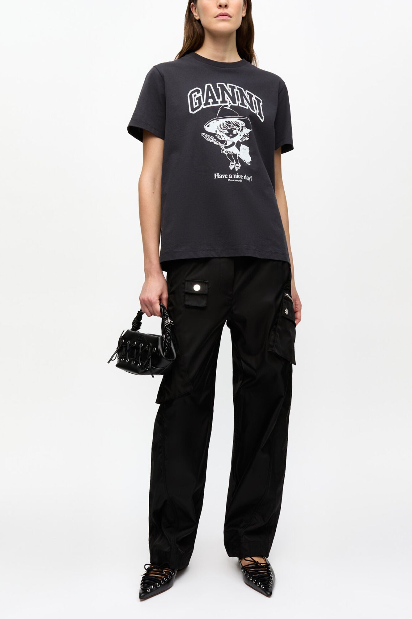 Black Basic Cotton Witch Relaxed T-shirt - GANNI