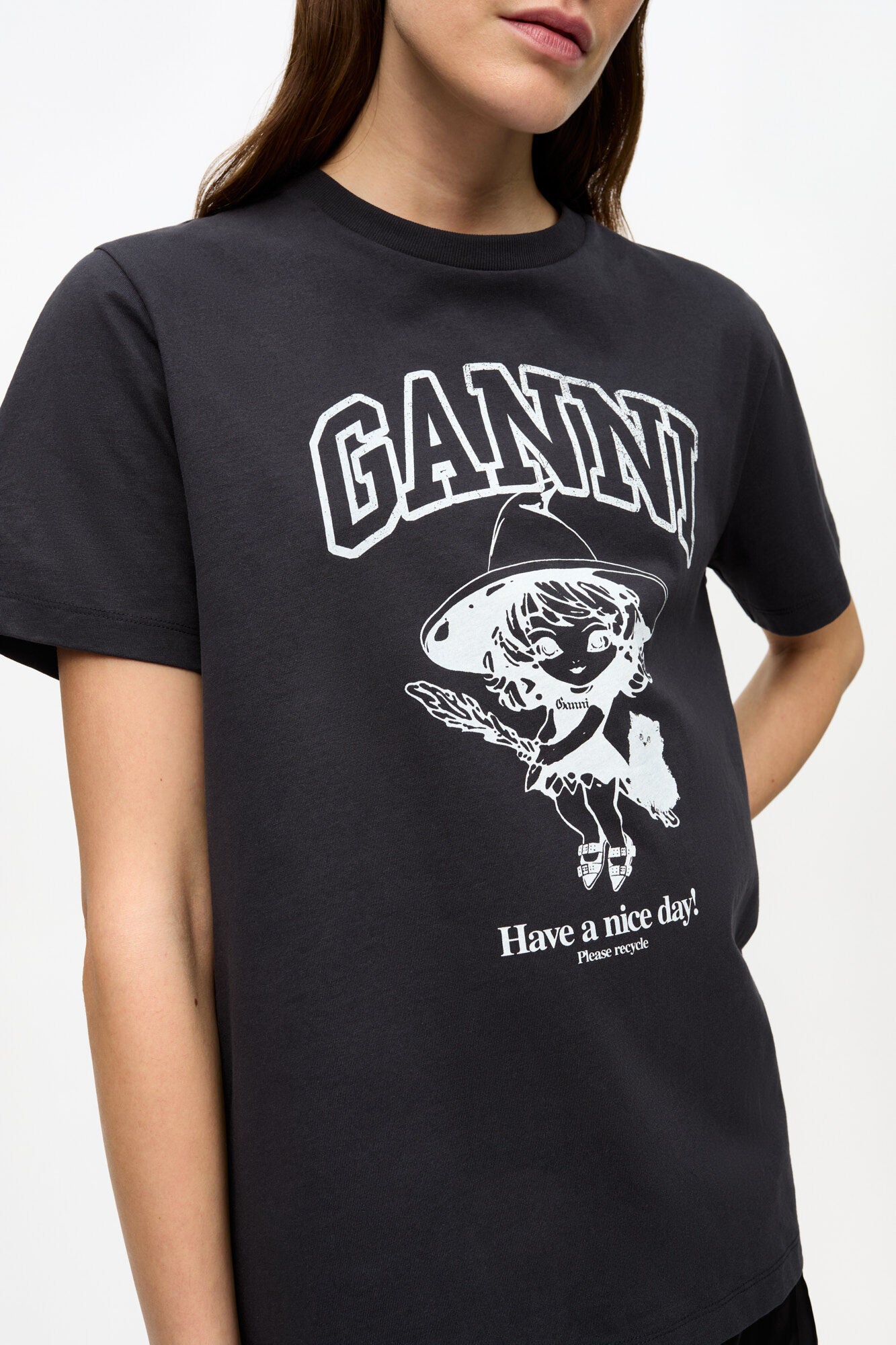 Black Basic Cotton Witch Relaxed T-shirt - GANNI