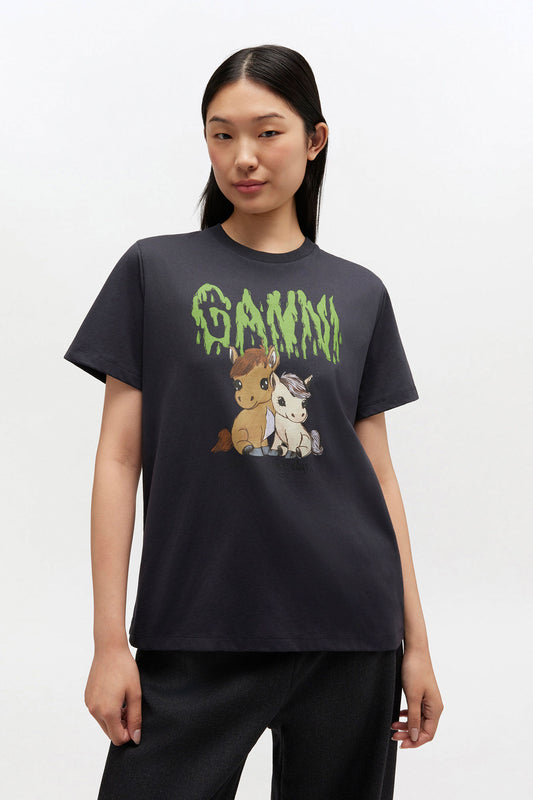Graphic Cotton T-shirt - GANNI