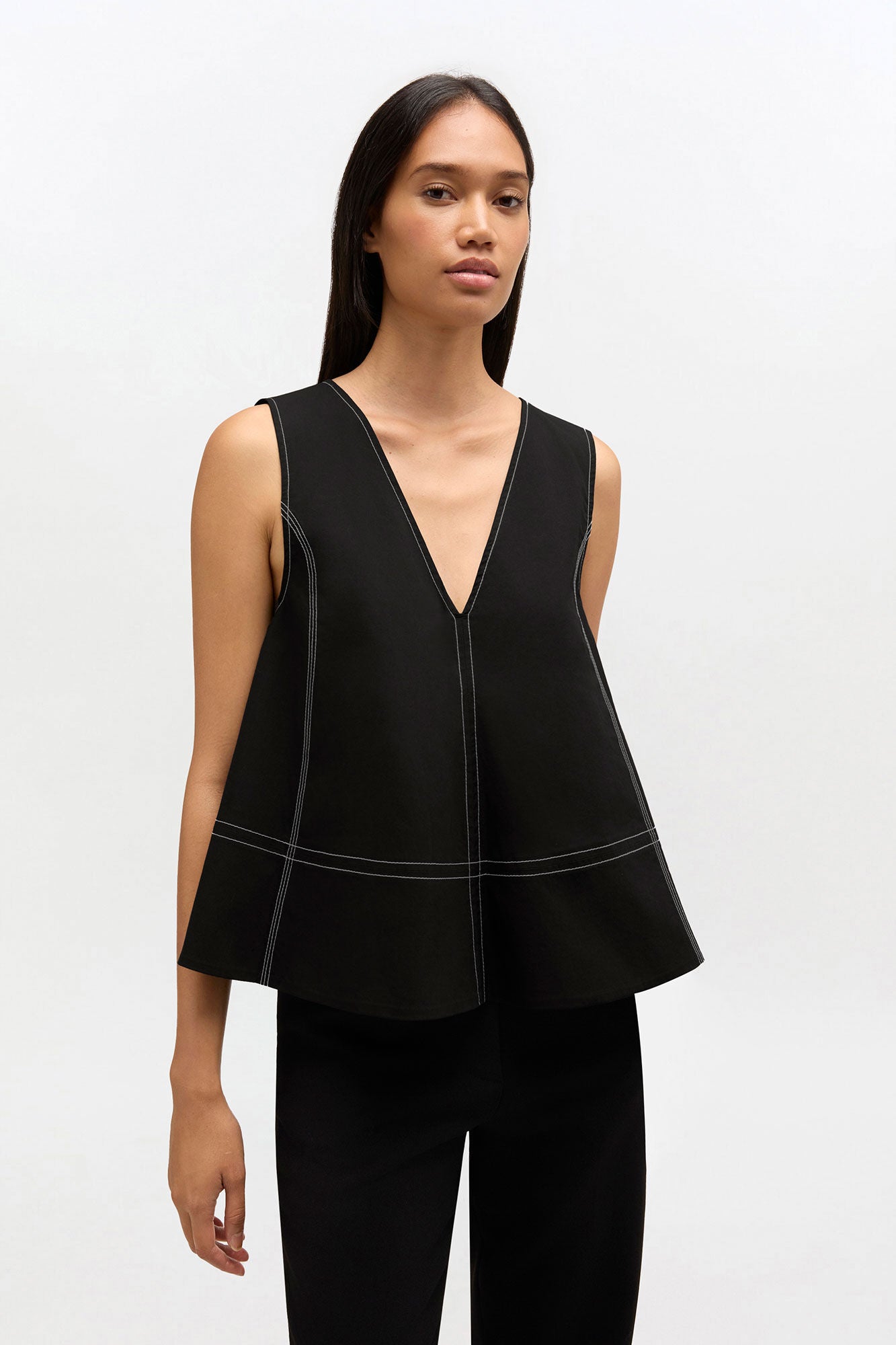Black Cotton A-line Top - GANNI
