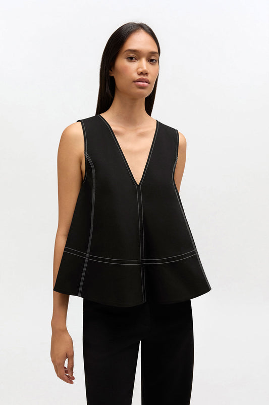 Black Cotton A-line Top - GANNI