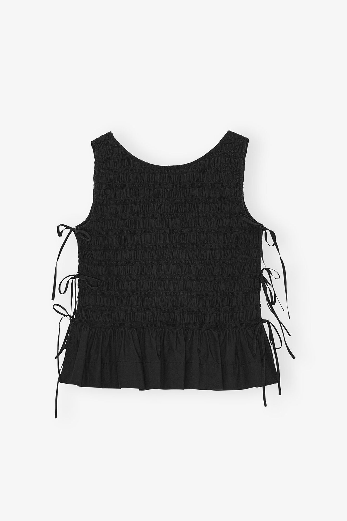 Black Cotton Smock Tie Top - GANNI