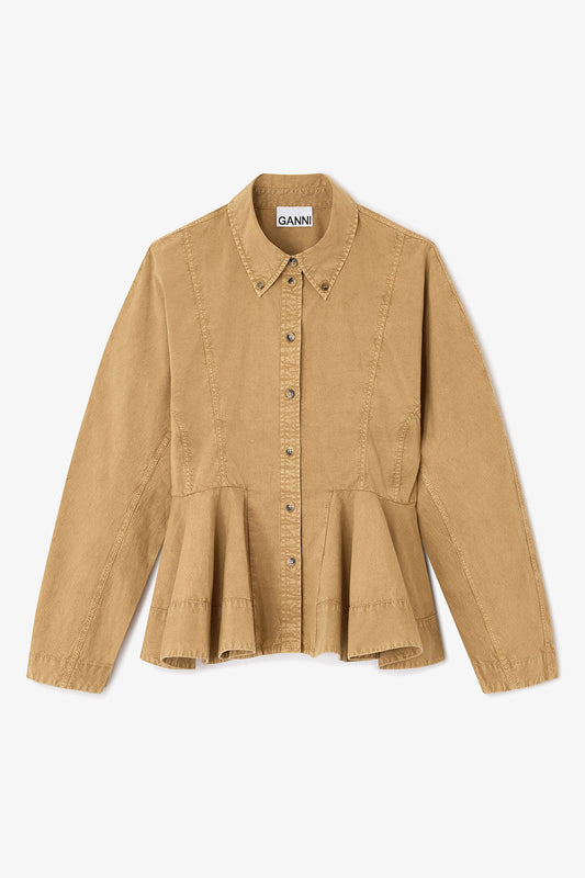 Beige Washed Peplum Shirt - GANNI