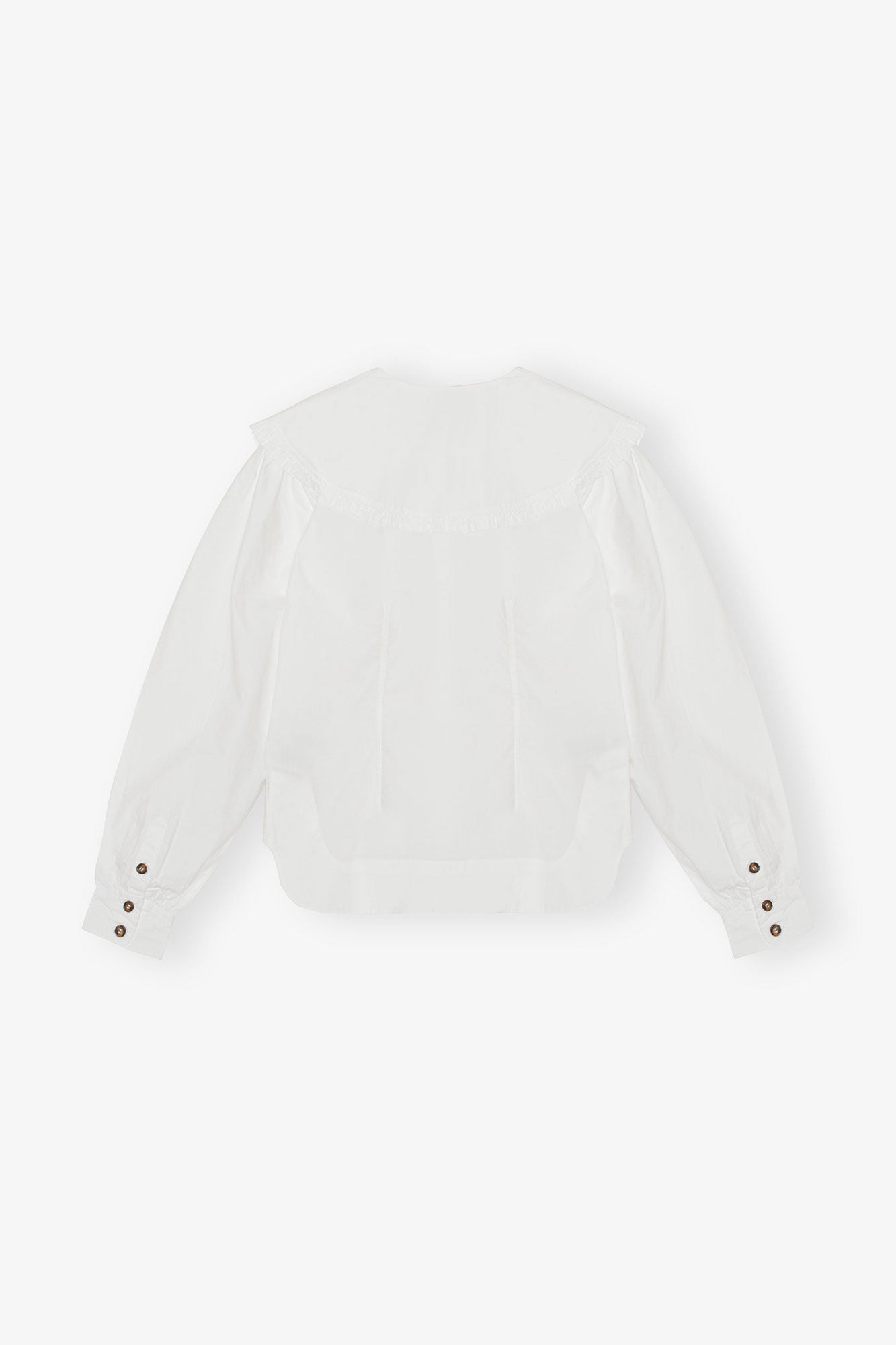 White Frill Collar Poplin Shirt - GANNI