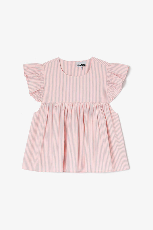 Pink Frill Sleeve Top - GANNI