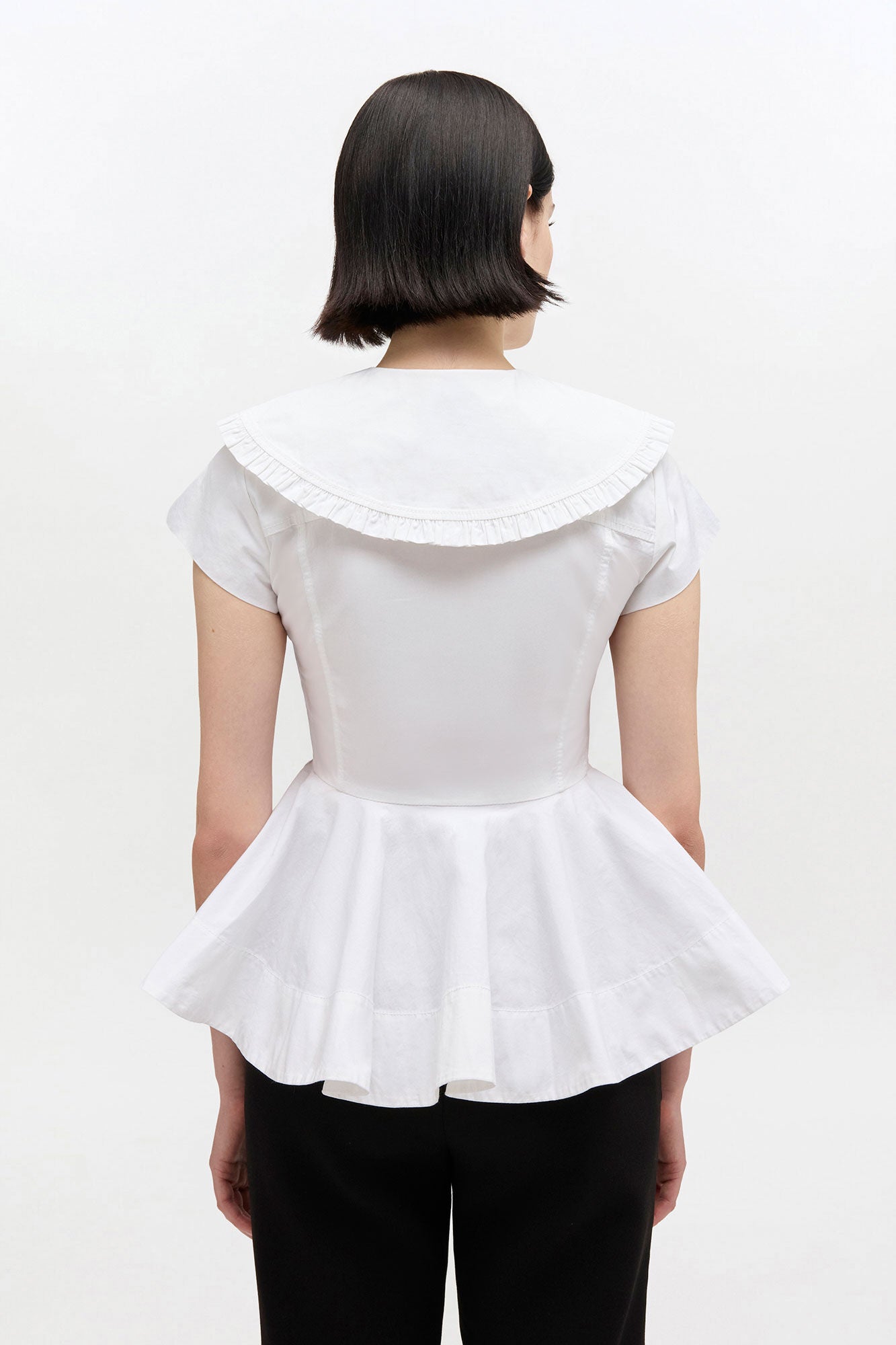 Short Cotton Ruffle Shirt - GANNI