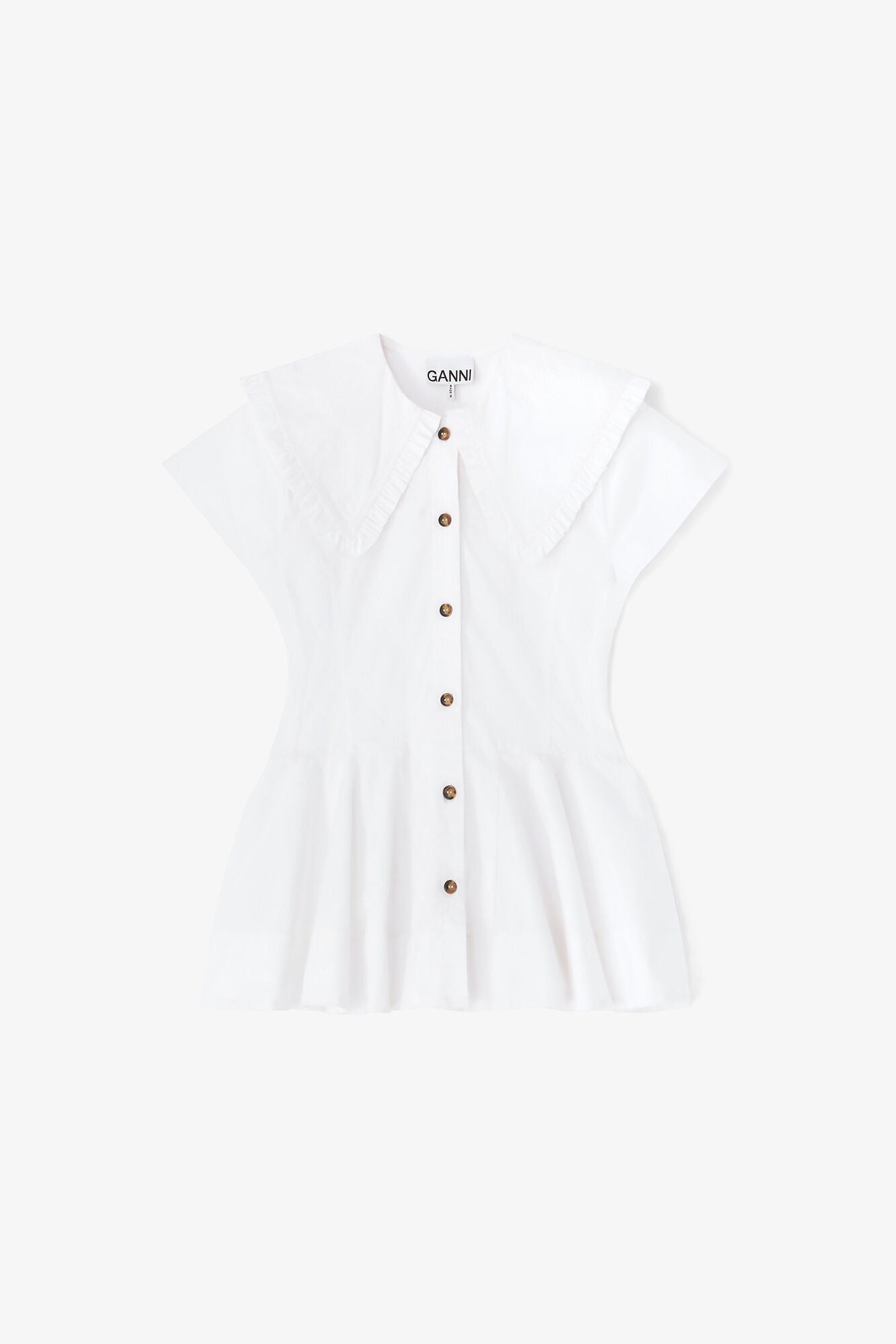 Short Cotton Ruffle Shirt - GANNI