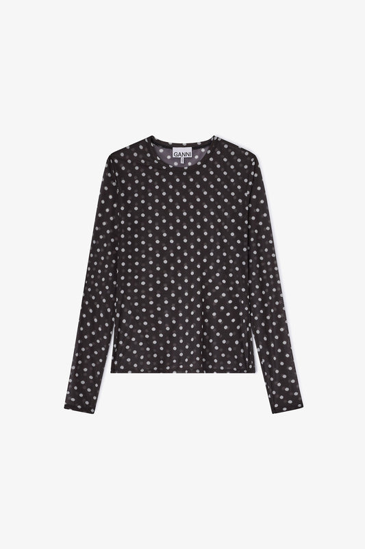 Printed Sheer Long-sleeve Top - GANNI