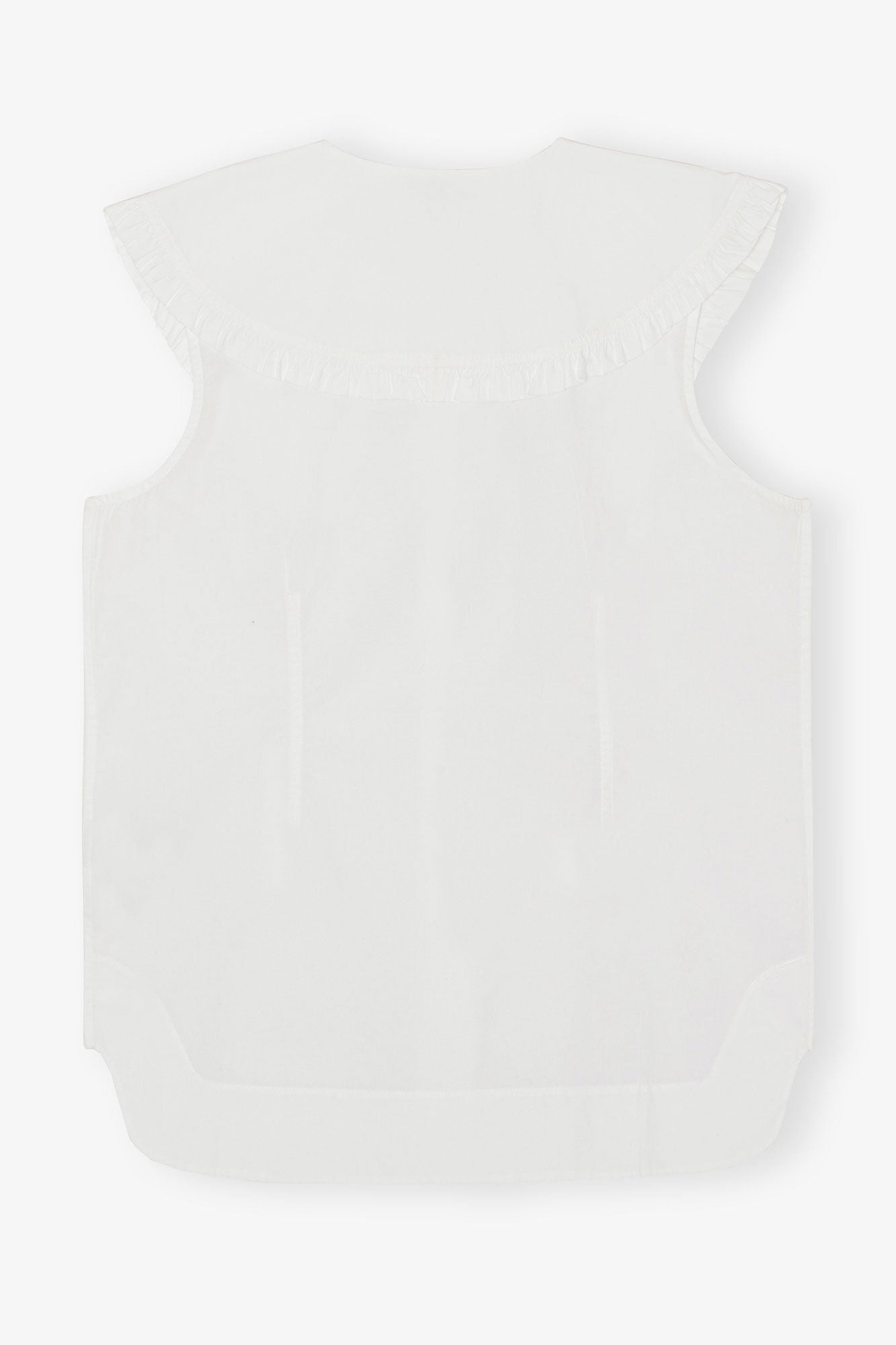 Cotton Poplin Sleeveless Frill Collar Shirt - GANNI