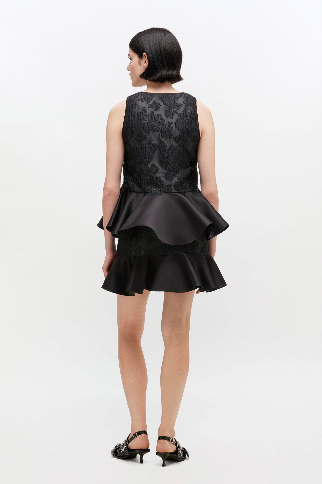 Satin Cloque Peplum Top - GANNI