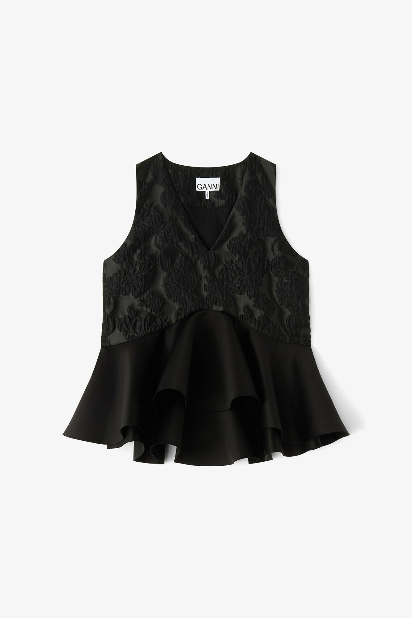 Satin Cloque Peplum Top - GANNI