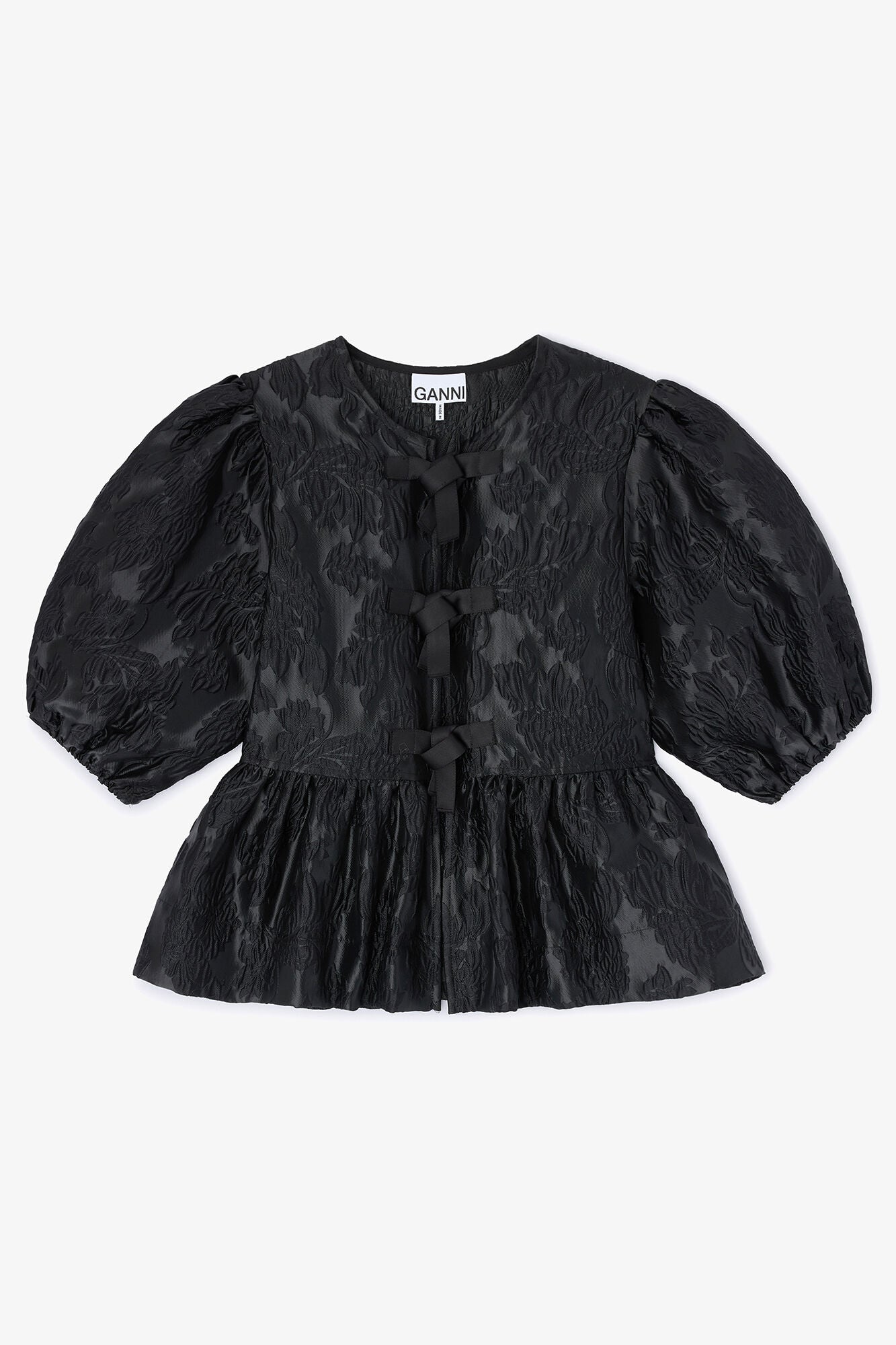 Satin Peplum Tie Blouse - GANNI