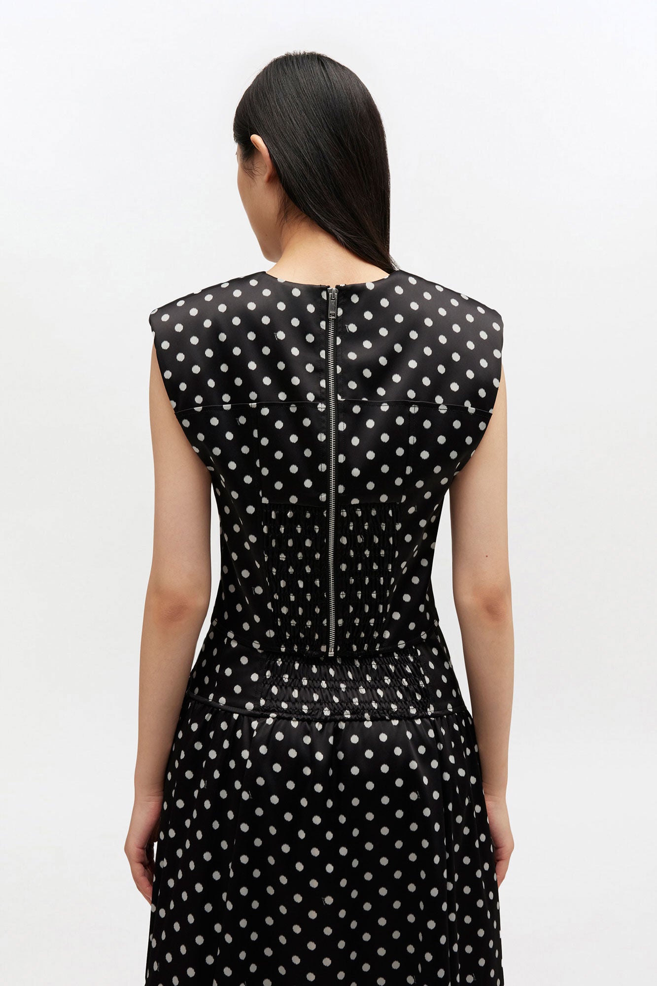 Polka-Dot Satin Corset Top - GANNI
