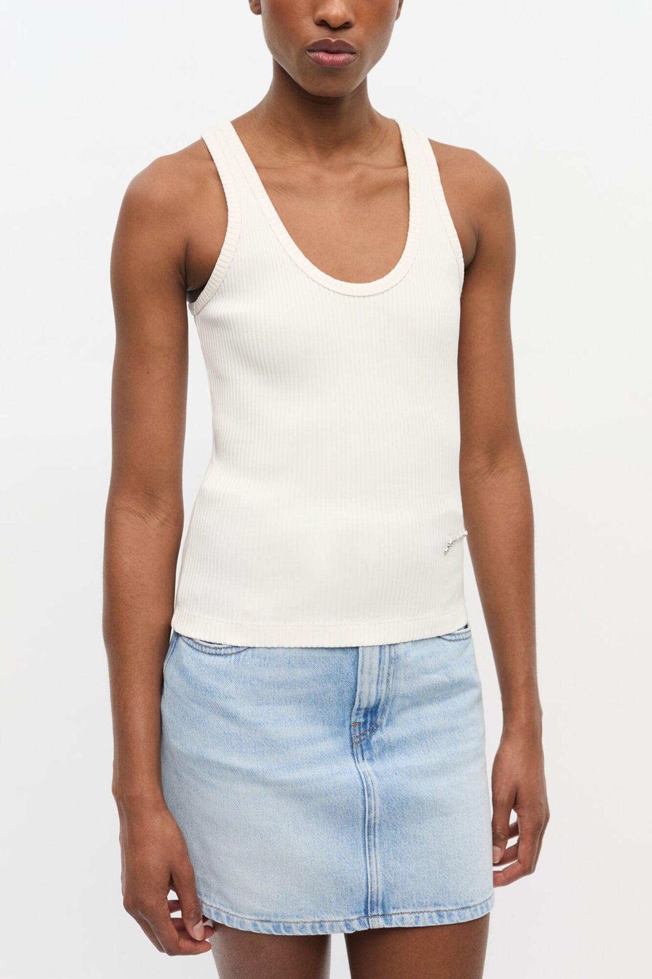 Ivory Ribbed Tank Top - GANNI