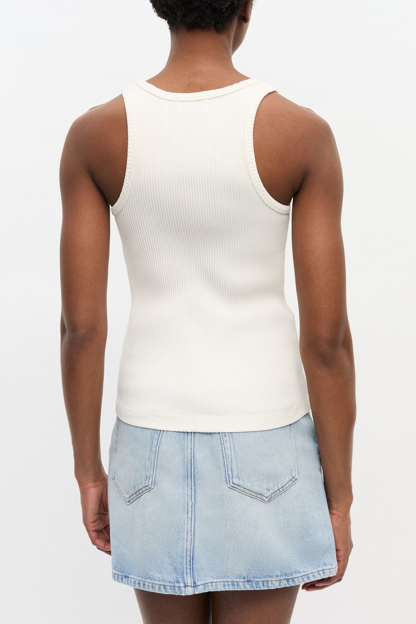 Ivory Ribbed Tank Top - GANNI