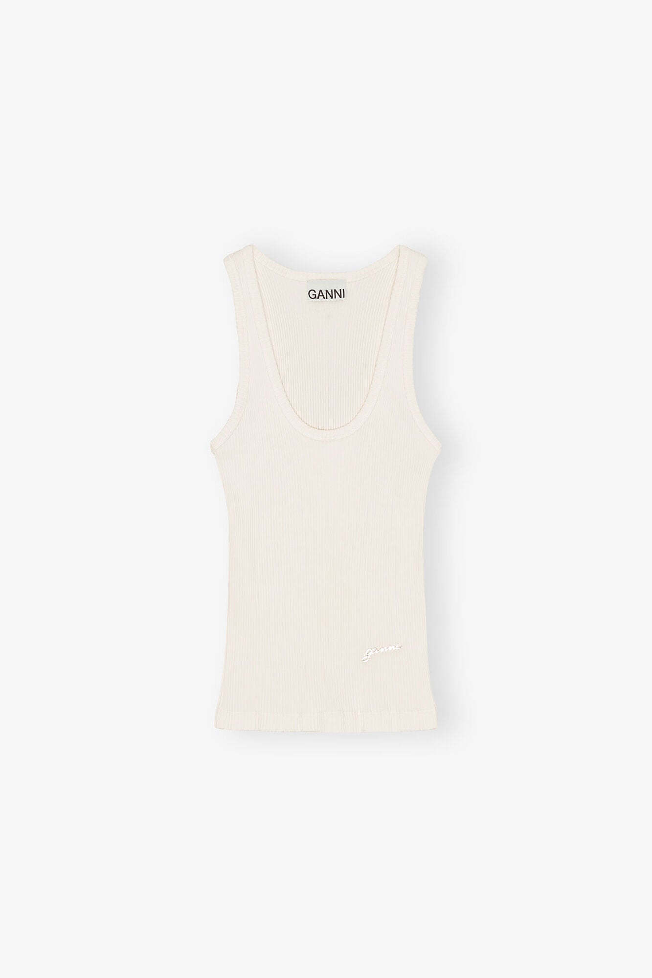 Ivory Ribbed Tank Top - GANNI