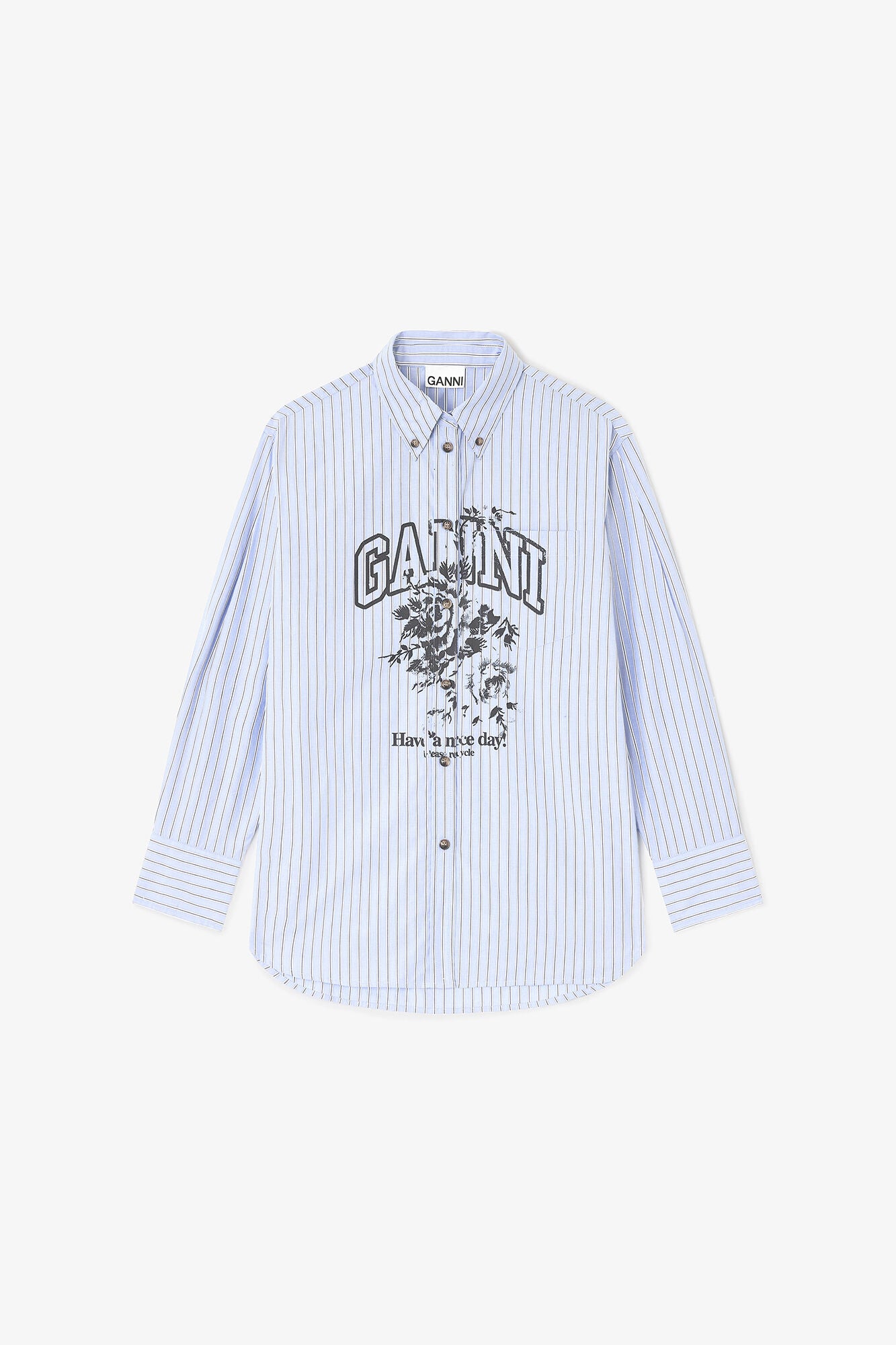 Blue Stripe Logo Shirt - GANNI