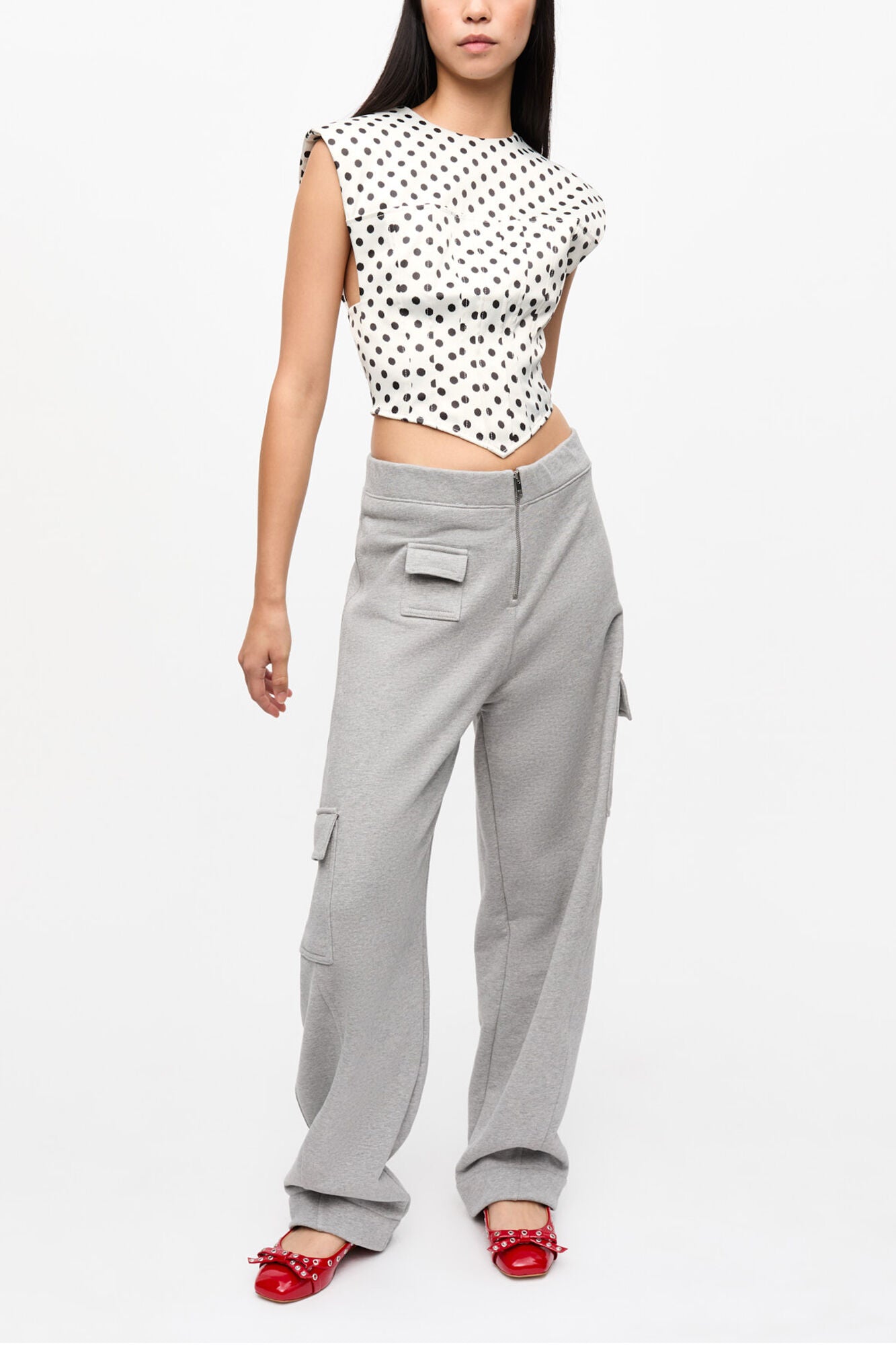 Polka-Dot Satin Corset Blouse - GANNI