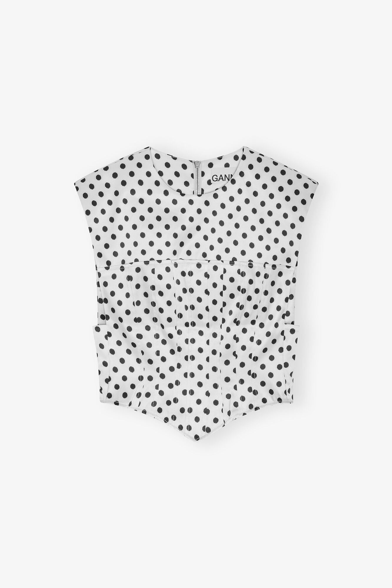 Polka-Dot Satin Corset Blouse - GANNI