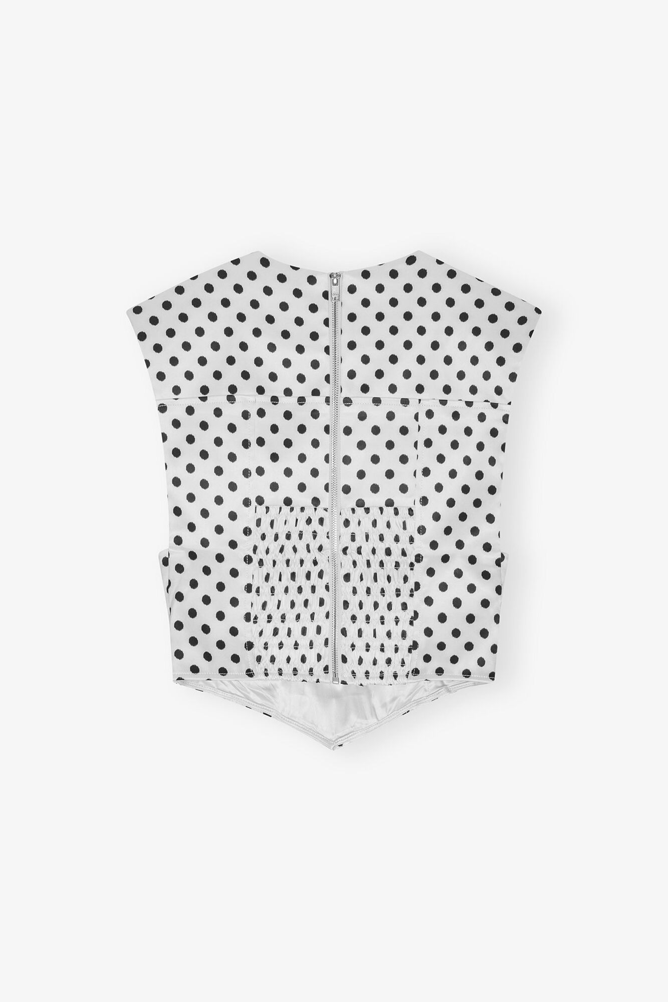 Polka-Dot Satin Corset Blouse - GANNI