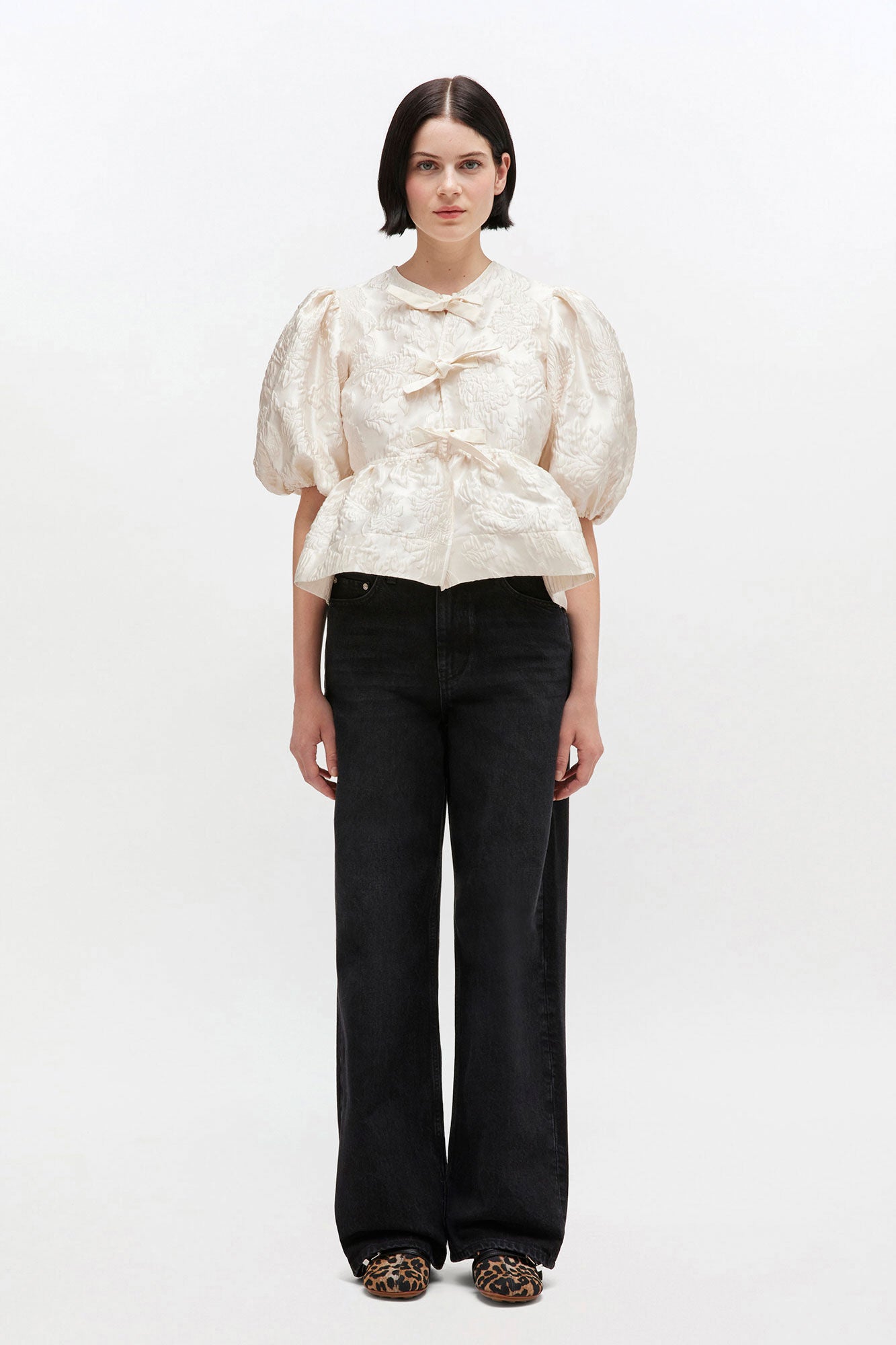 Satin Peplum Tie Blouse - GANNI