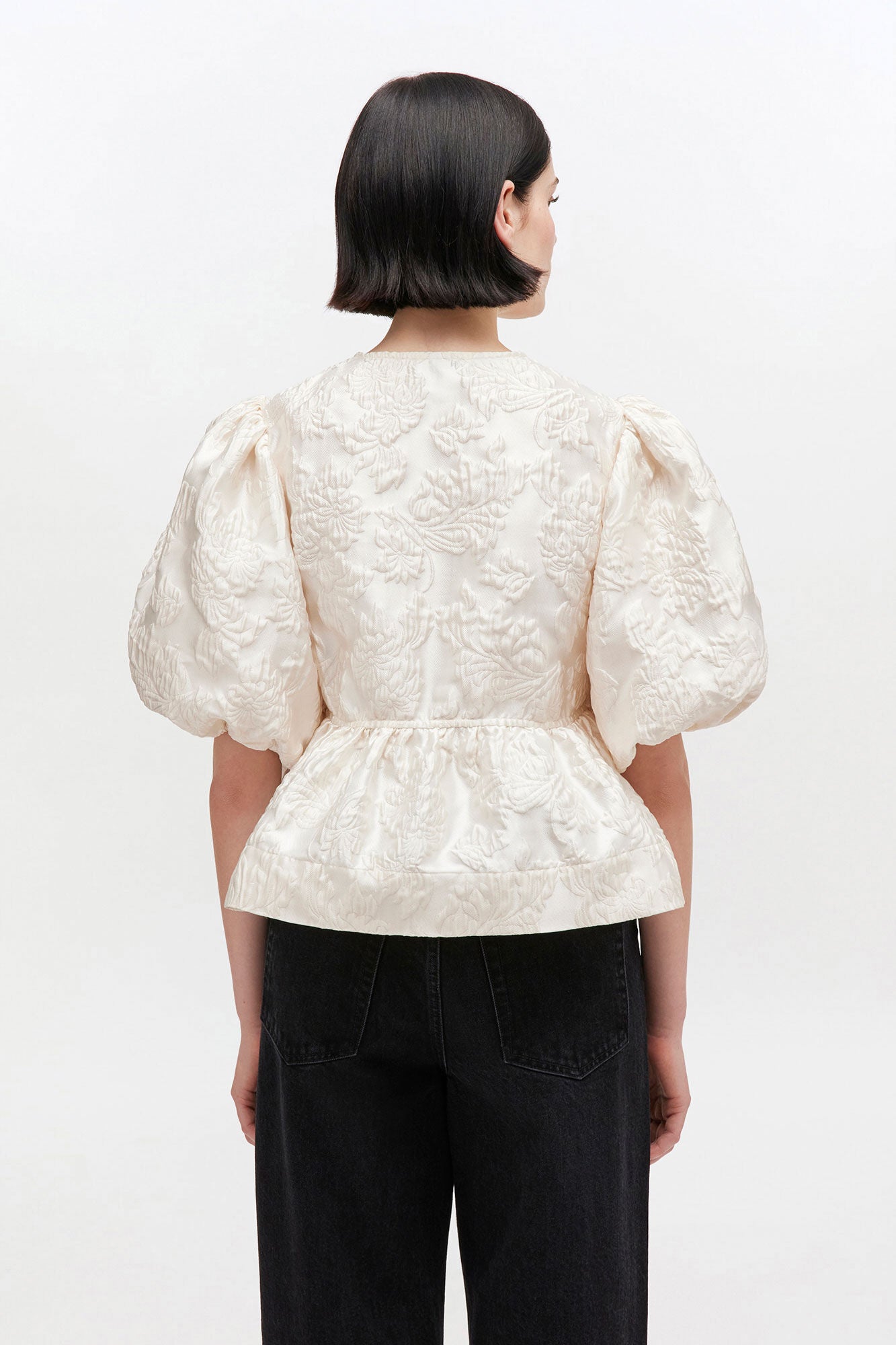 Satin Peplum Tie Blouse - GANNI